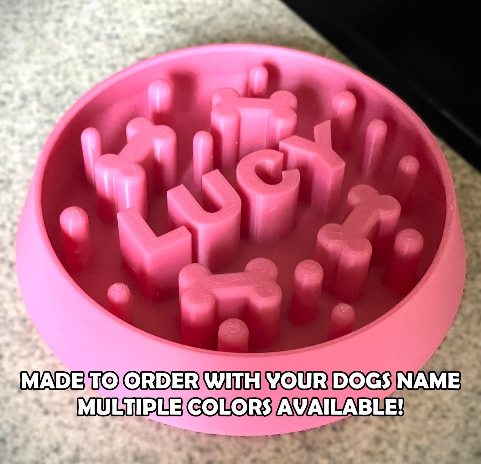 Personalized Slow Feeder Dog Bowl – Multiple Sizes, Multiple Colors
