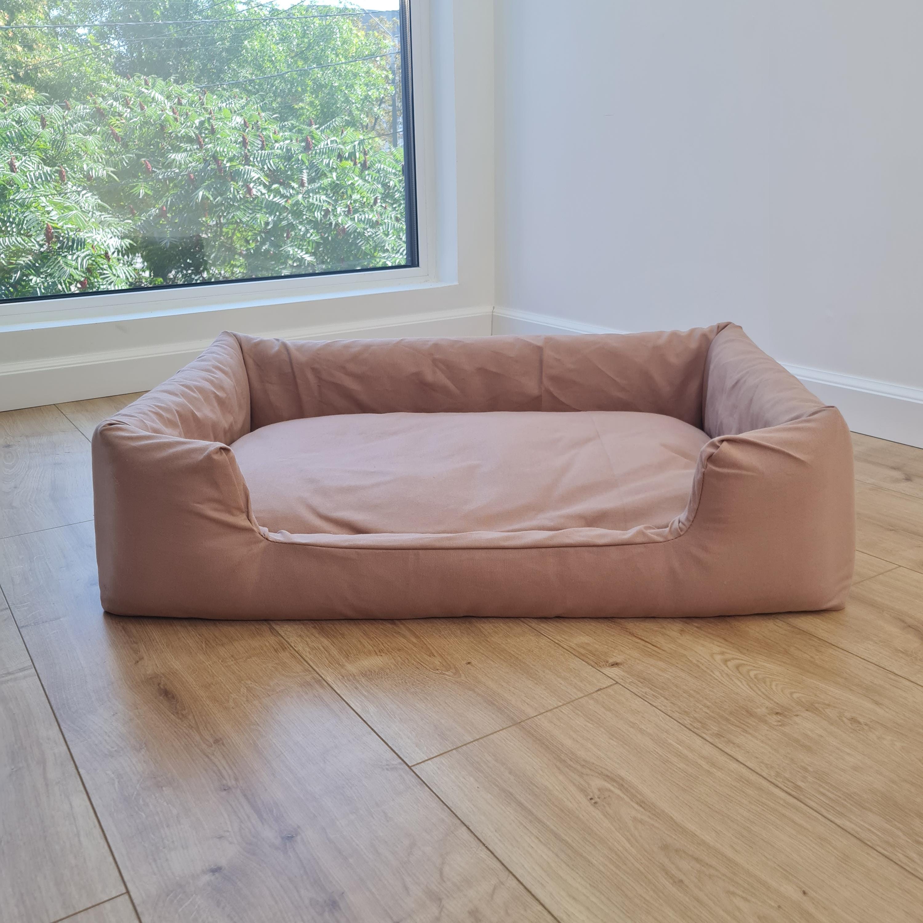 Hemp Pet Bed Removable Washable Natural Mocha Cotton Cover Bed Filled Organic Hemp Fiber Filler - Dog Cat Pet Bed Cots Mat Cover