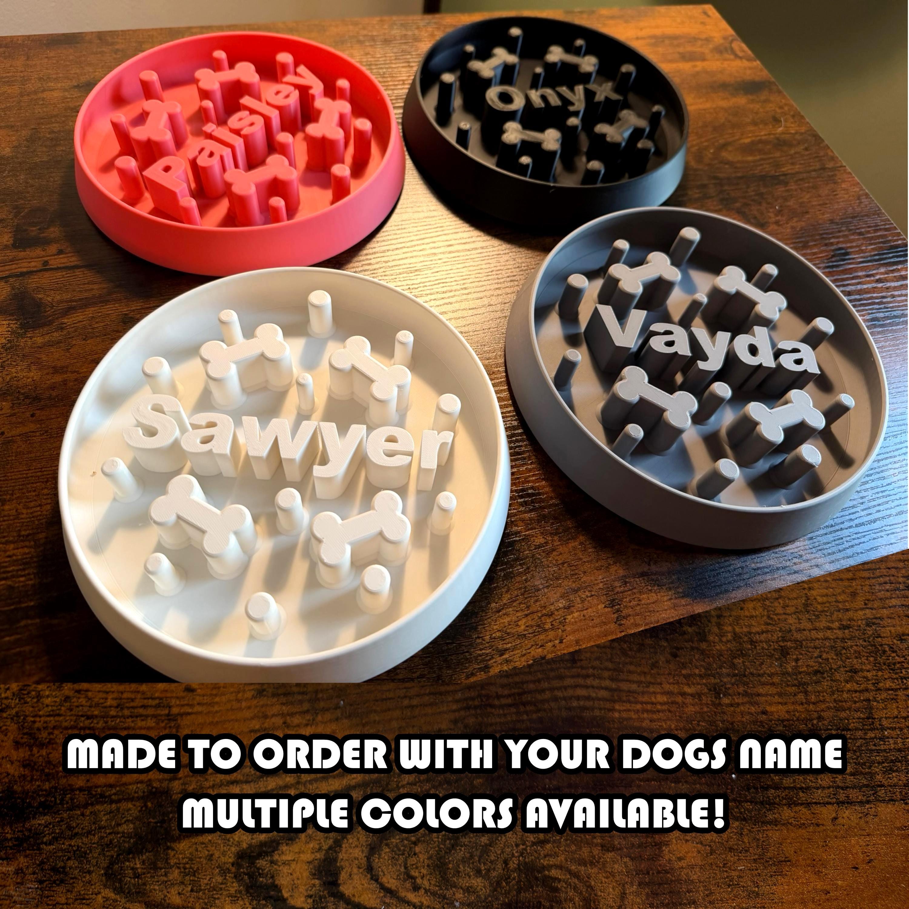 Personalized Slow Feeder Dog Bowl – Multiple Sizes, Multiple Colors