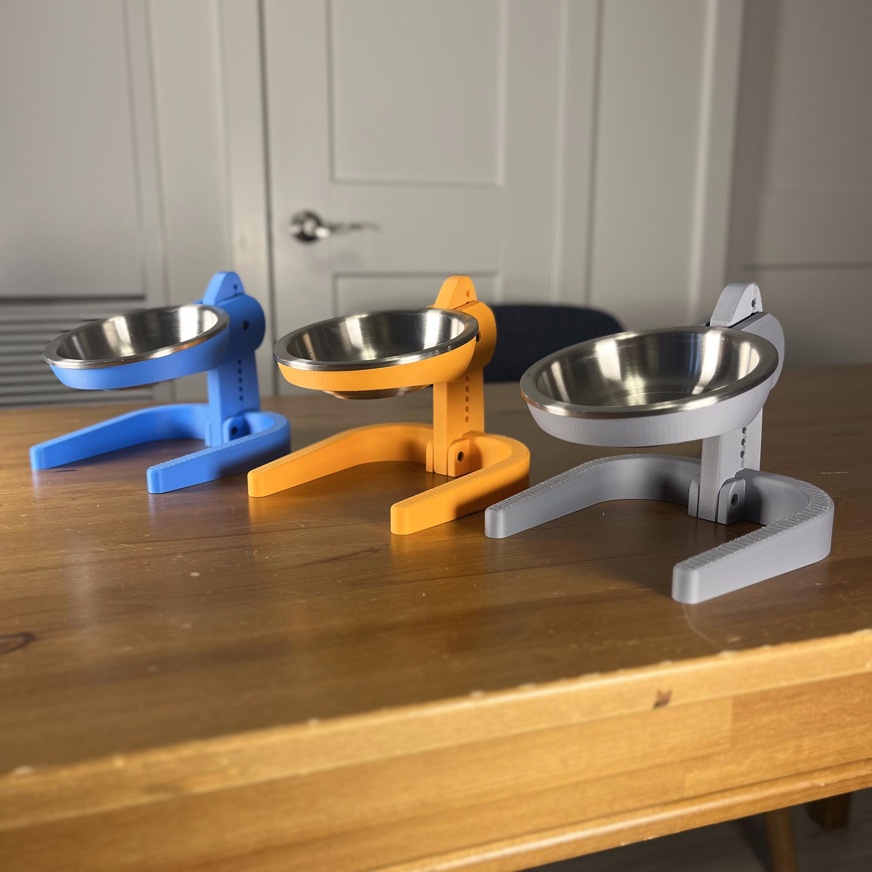 Raised Cat Bowl | Adjustable Height and Slant | Stainless Steel