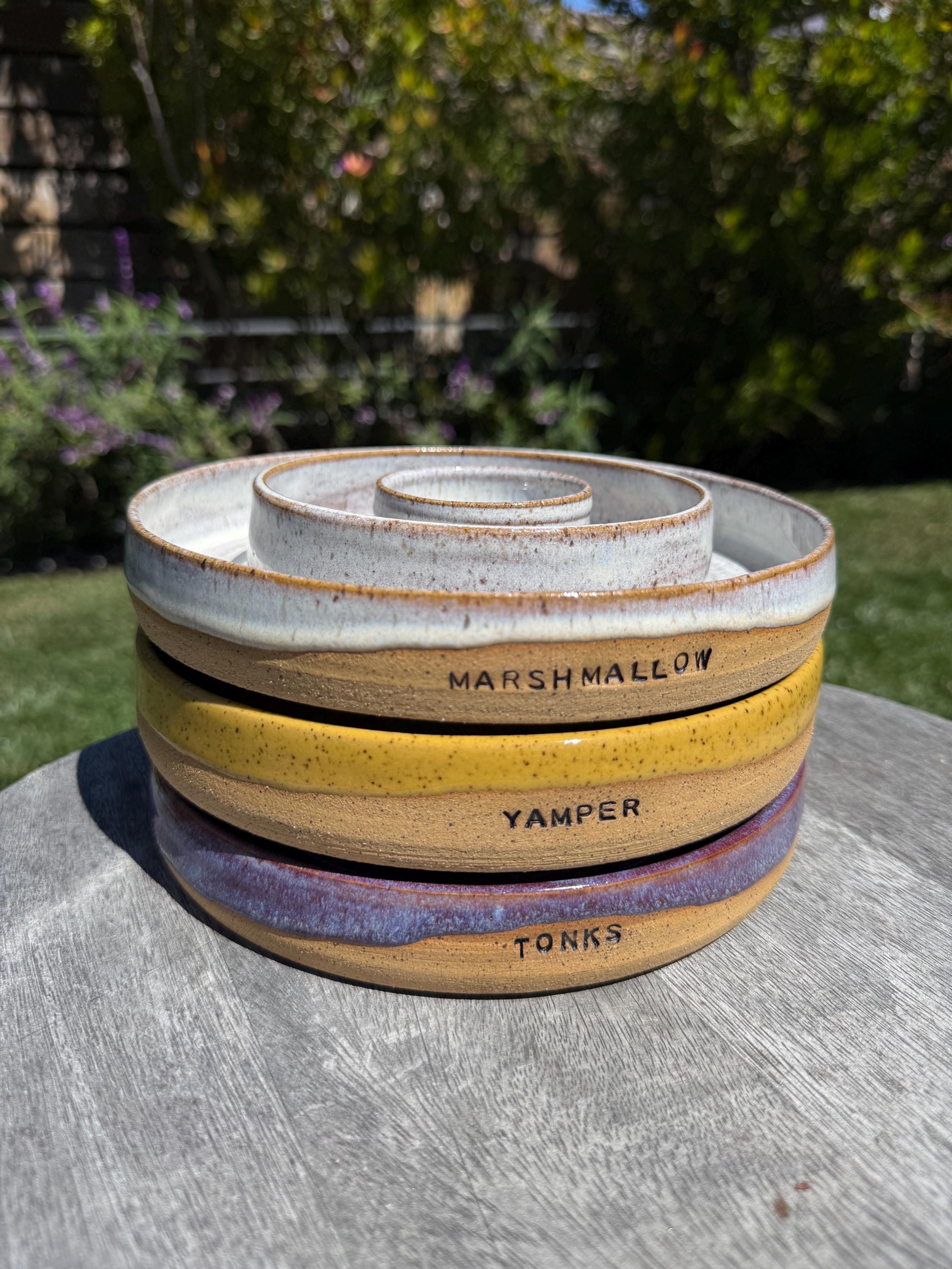 Handmade Slow Feeder Pet Food Bowls & Dishes for Medium Large Dogs, Stoneware Wheel-Thrown Pottery