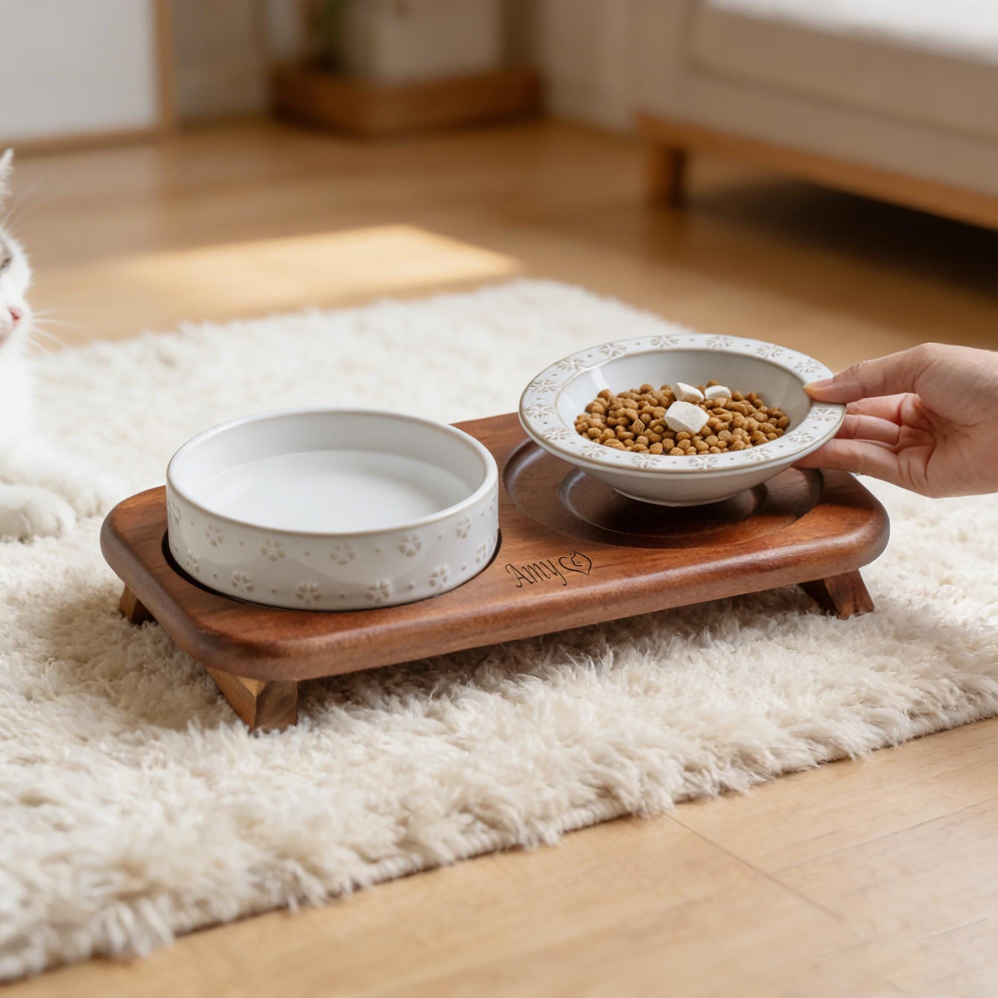 Personalized Pet Feeder Dog Bowl Set – Engraved Pet Name