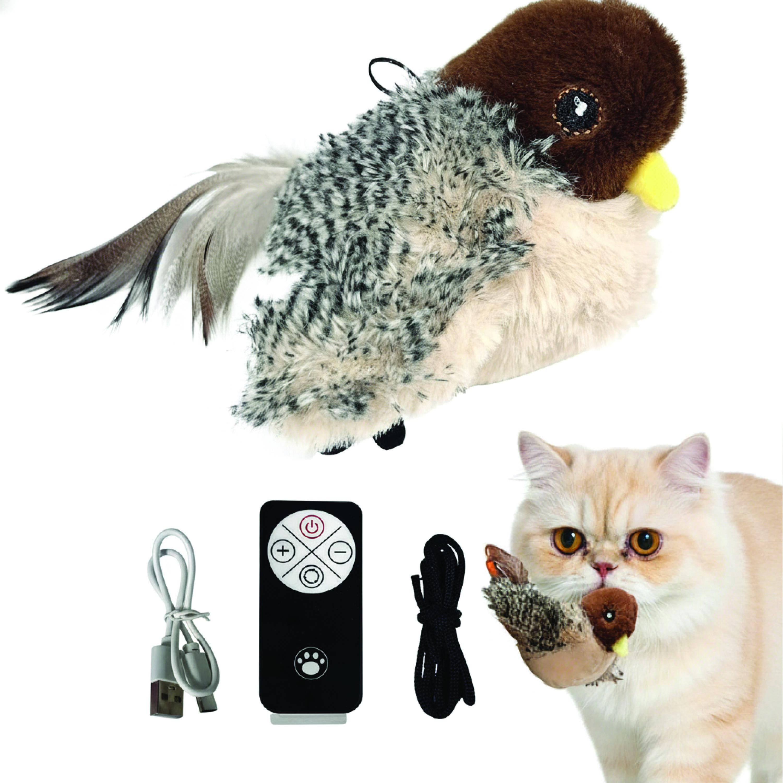 Interactive Cat Toy, Remote Control Flapping Bird, Rechargeable with Catnip