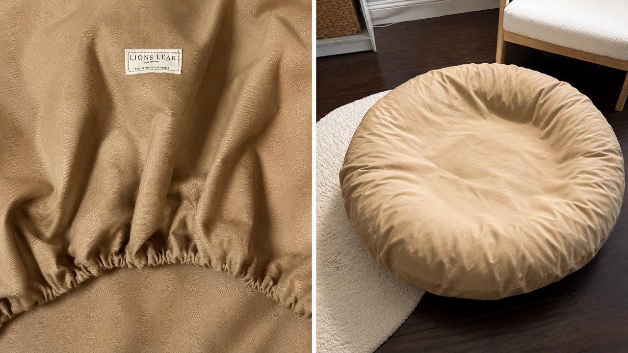 Natural Cotton Dog Bed Sheet | Fitted Cover for Round Donut Dog Bed | Washable Cotton Canvas Protector | Muslin Pet Bed Cover