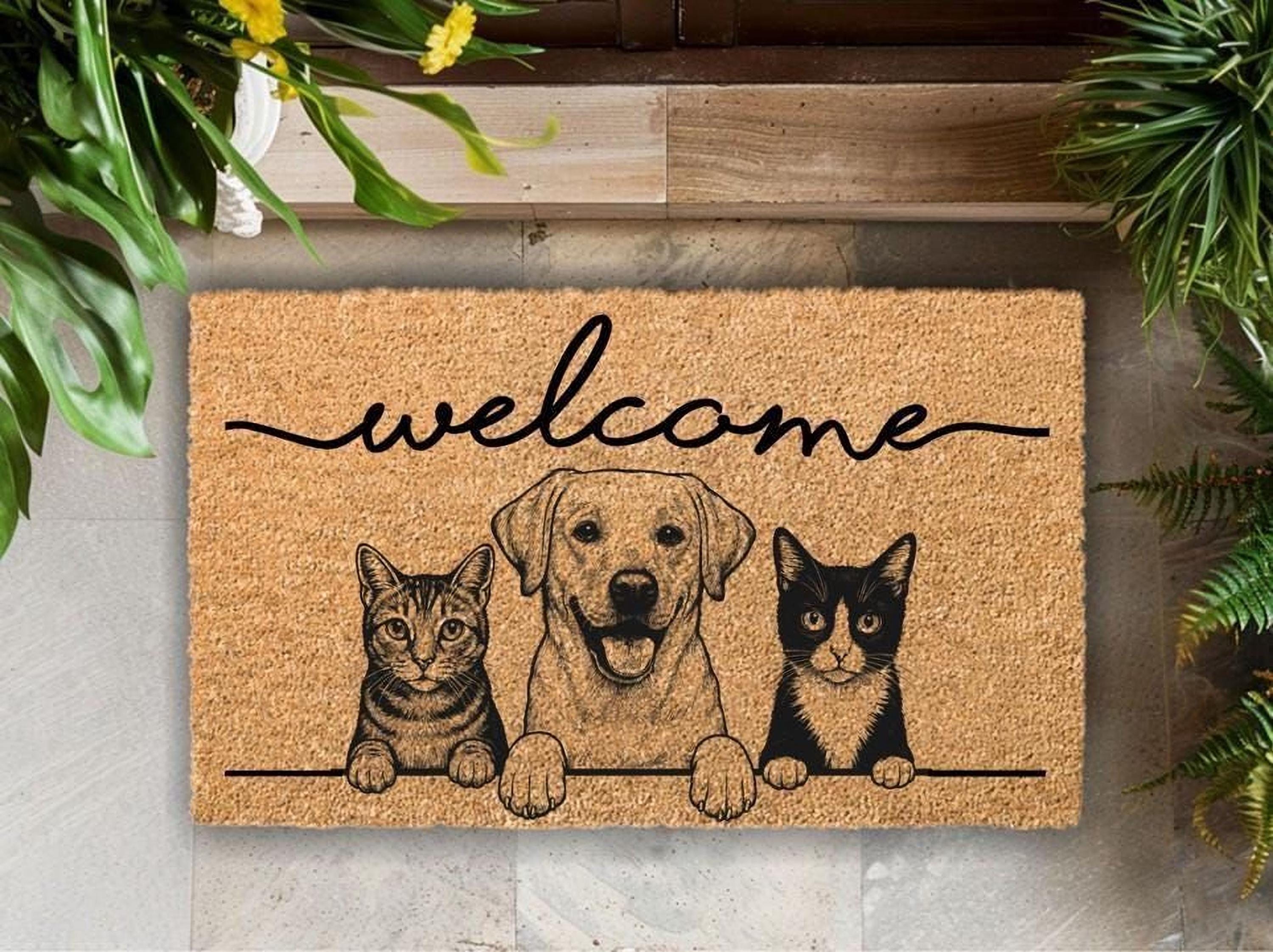 Custom Pet Photo Coir Doormat, Personalized Dog Cat Welcome Mat