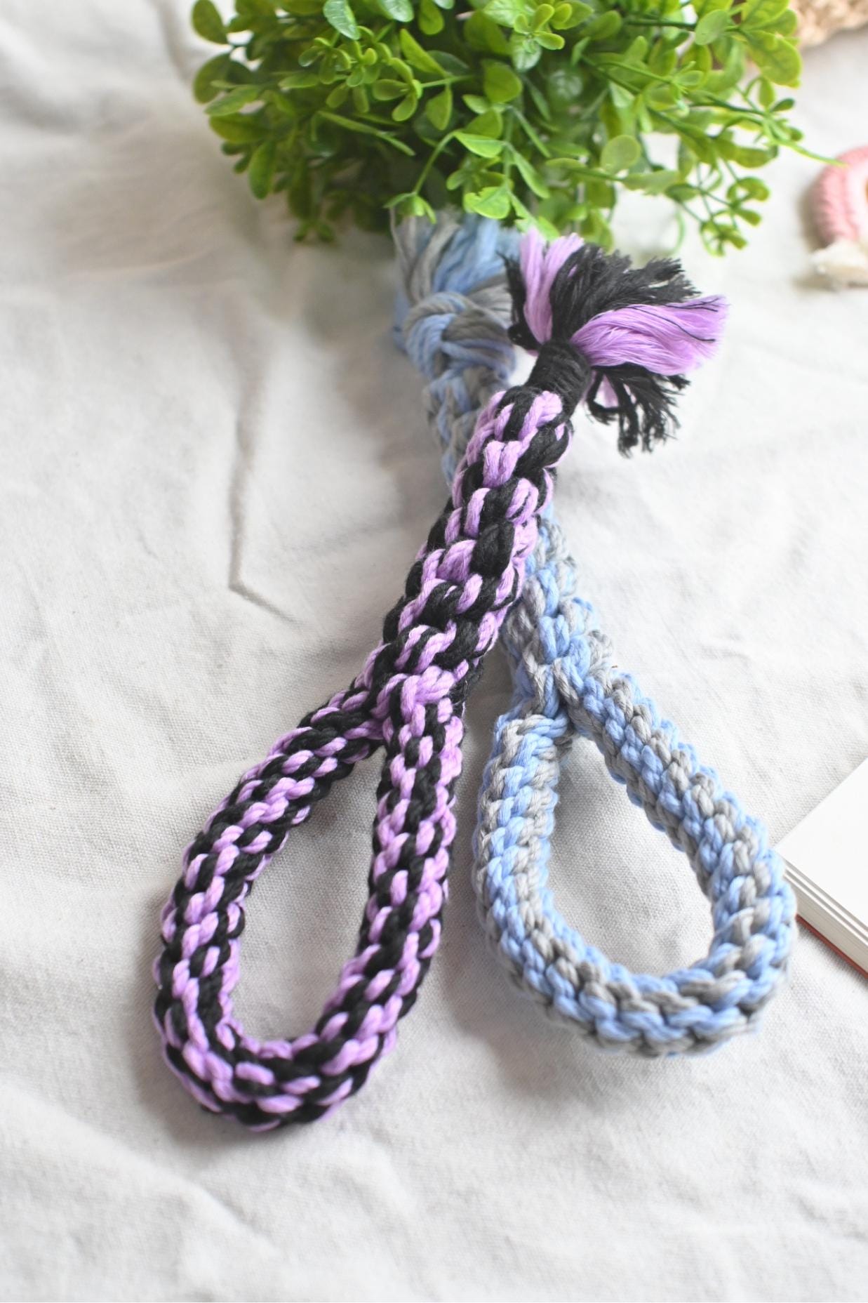 Macrame Dog Tug Toy, Cotton Rope, Custom Colors