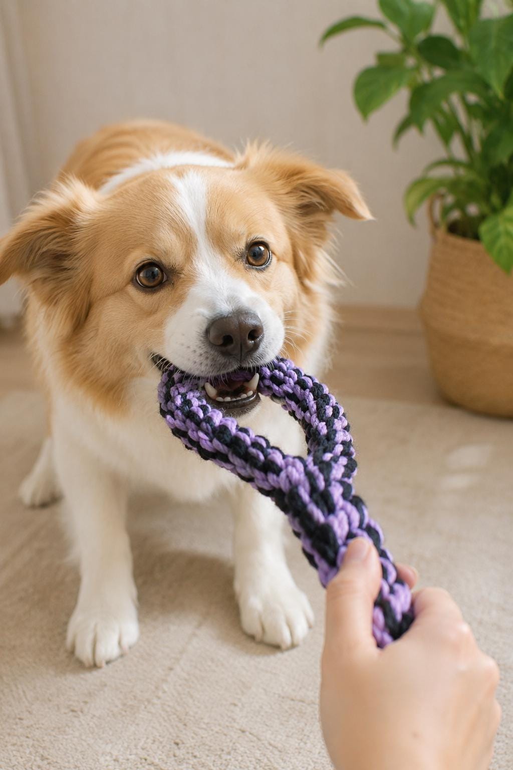 Macrame Dog Tug Toy, Cotton Rope, Custom Colors