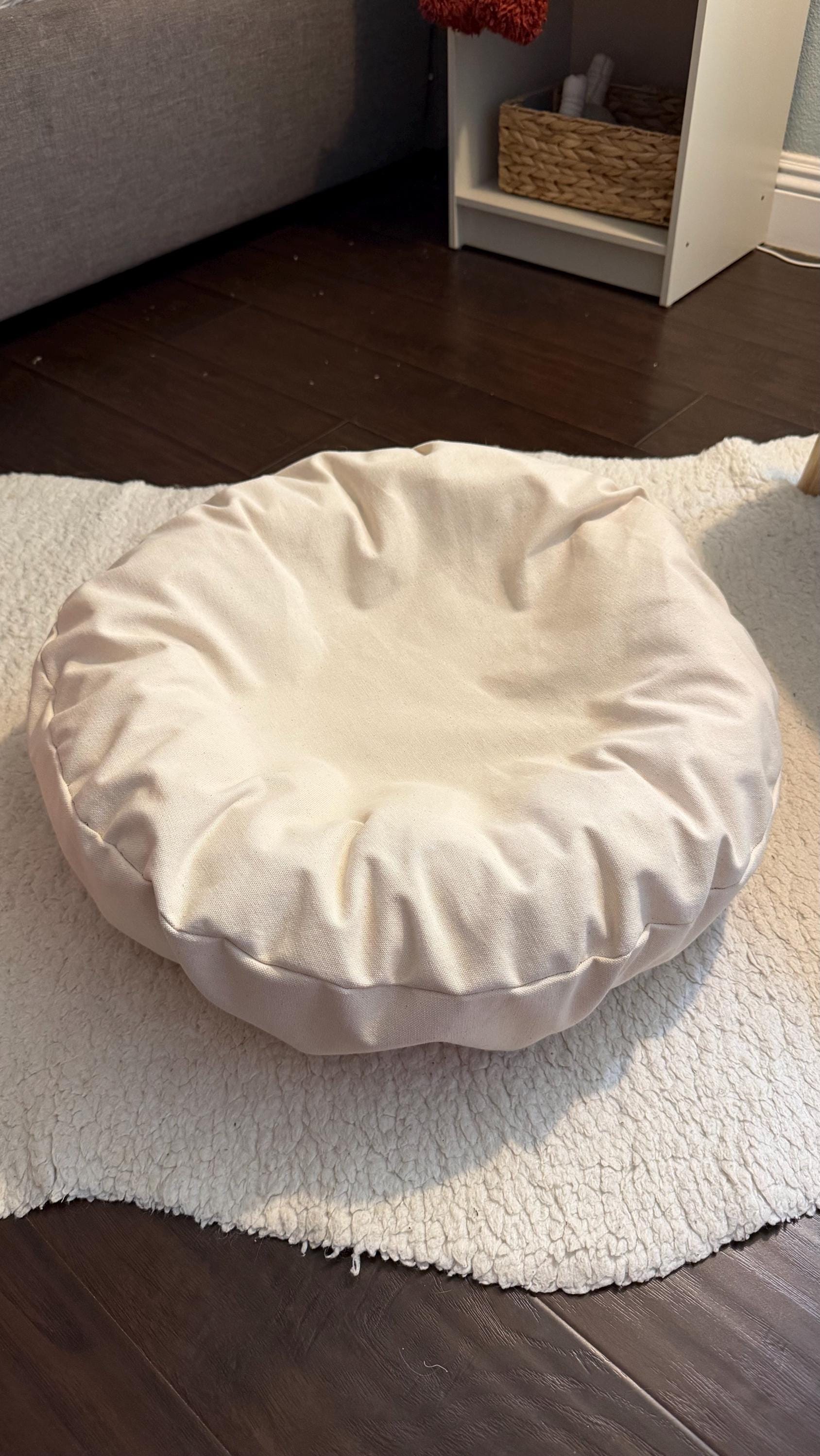 Natural Cotton Dog Bed Sheet | Fitted Cover for Round Donut Dog Bed | Washable Cotton Canvas Protector | Muslin Pet Bed Cover