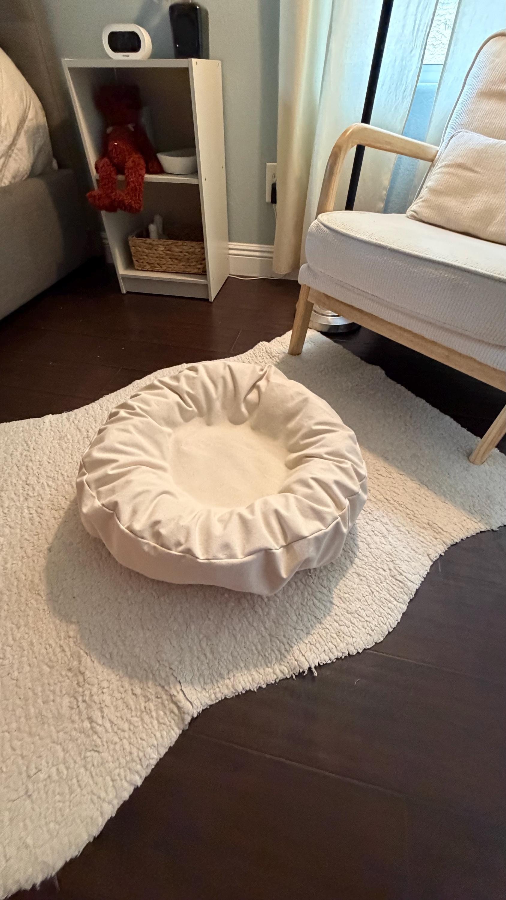 Natural Cotton Dog Bed Sheet | Fitted Cover for Round Donut Dog Bed | Washable Cotton Canvas Protector | Muslin Pet Bed Cover