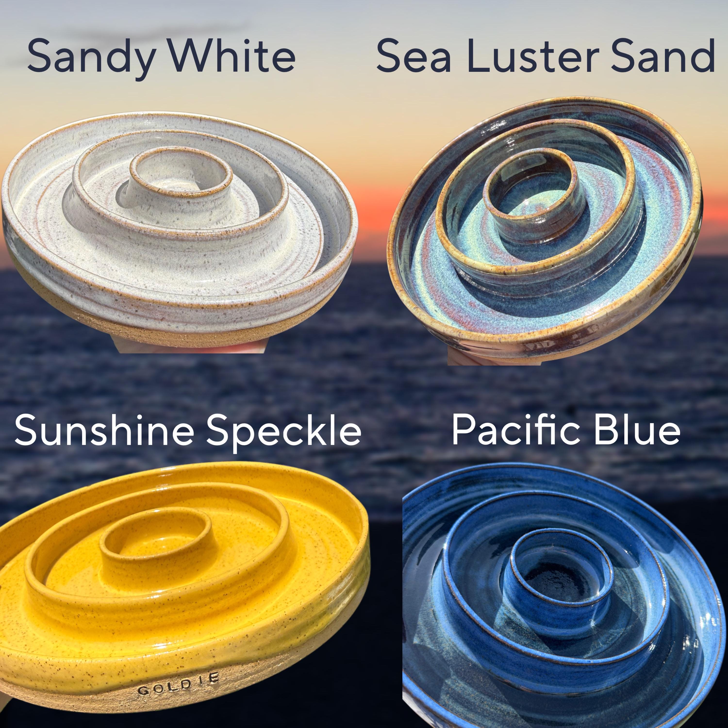Handmade Slow Feeder Pet Food Bowls & Dishes for Medium Large Dogs, Stoneware Wheel-Thrown Pottery