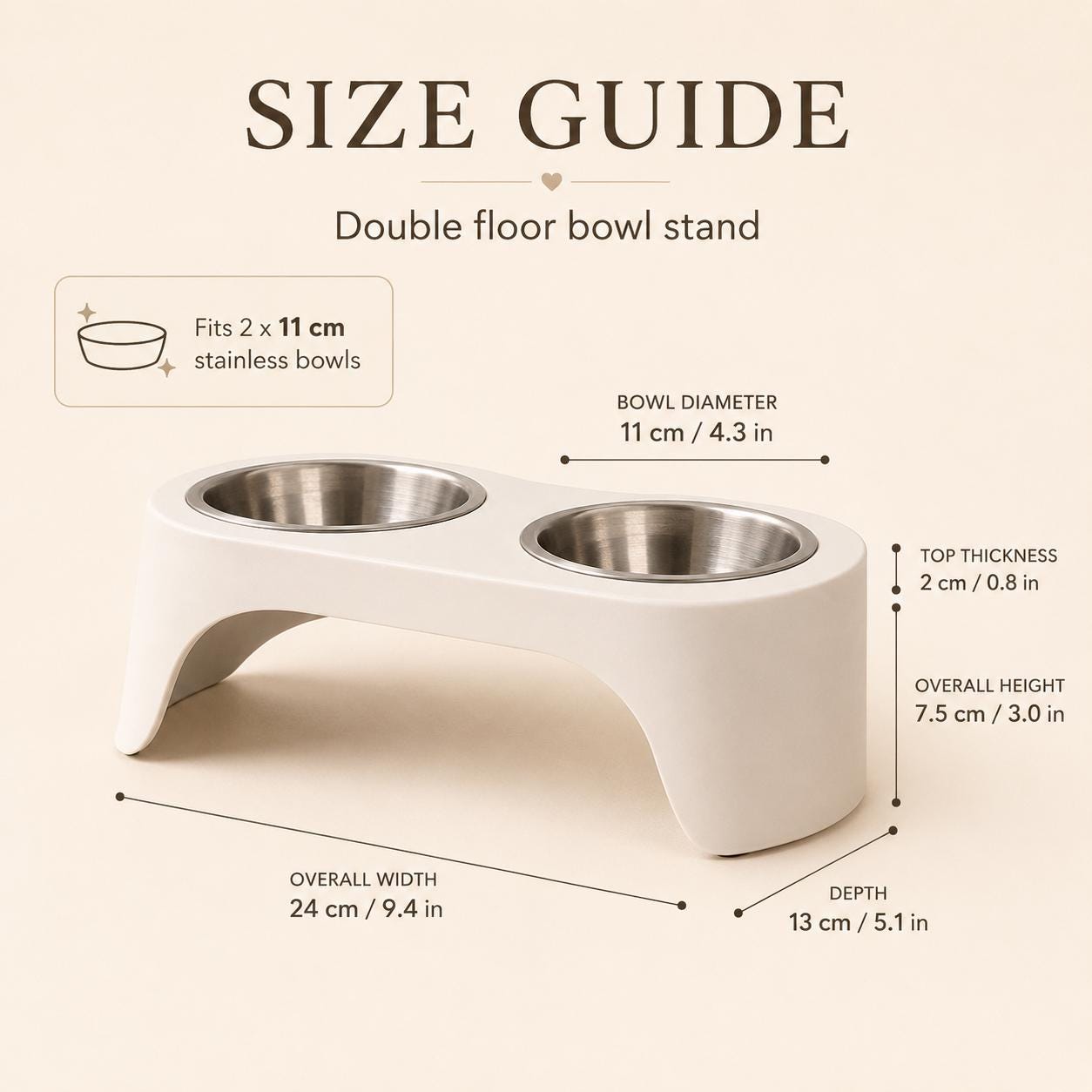 Modern Double Pet Bowl Stand with Stainless Steel Bowls