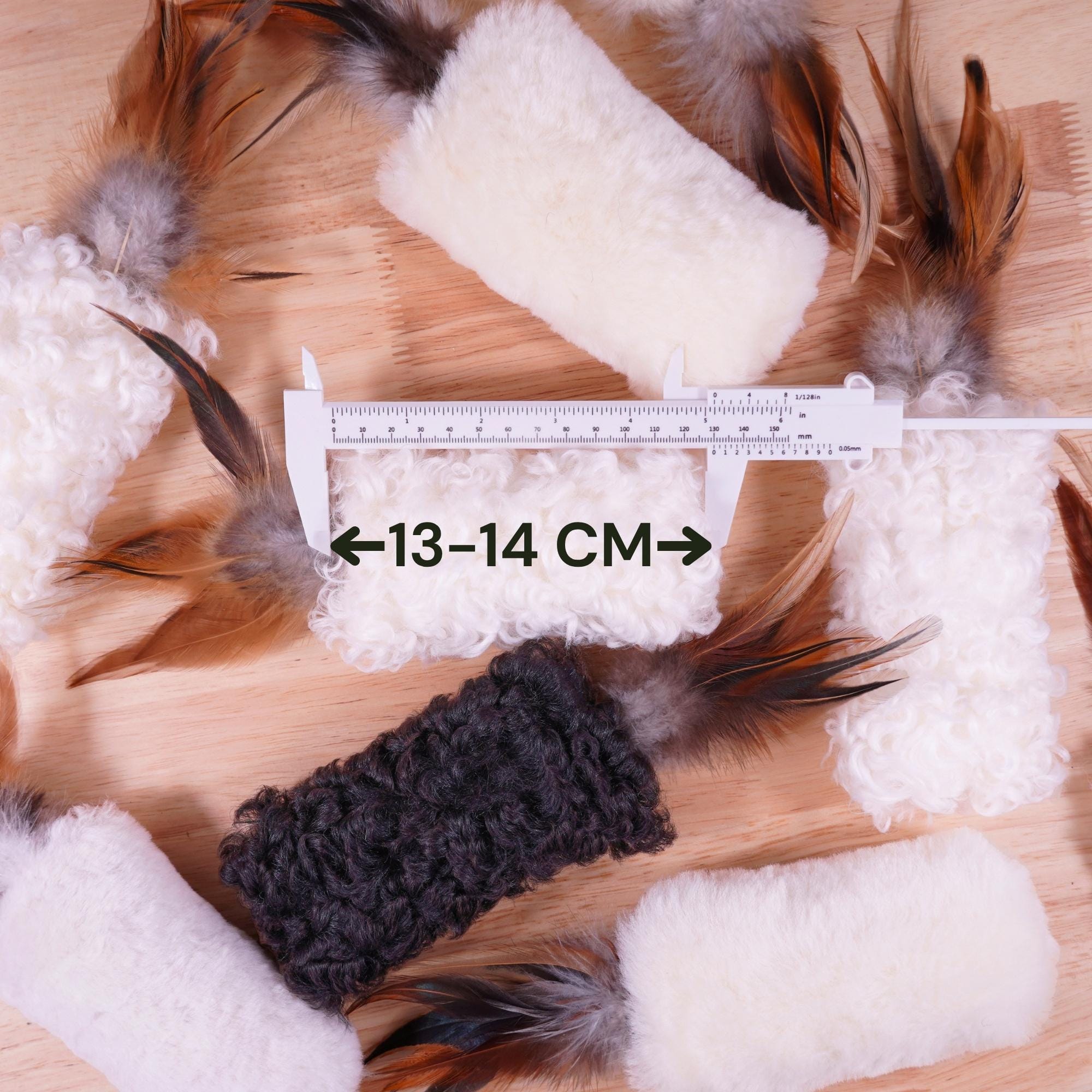 Sheepskin Wool Cat Kicker Toys with Natural Pheasant Feathers