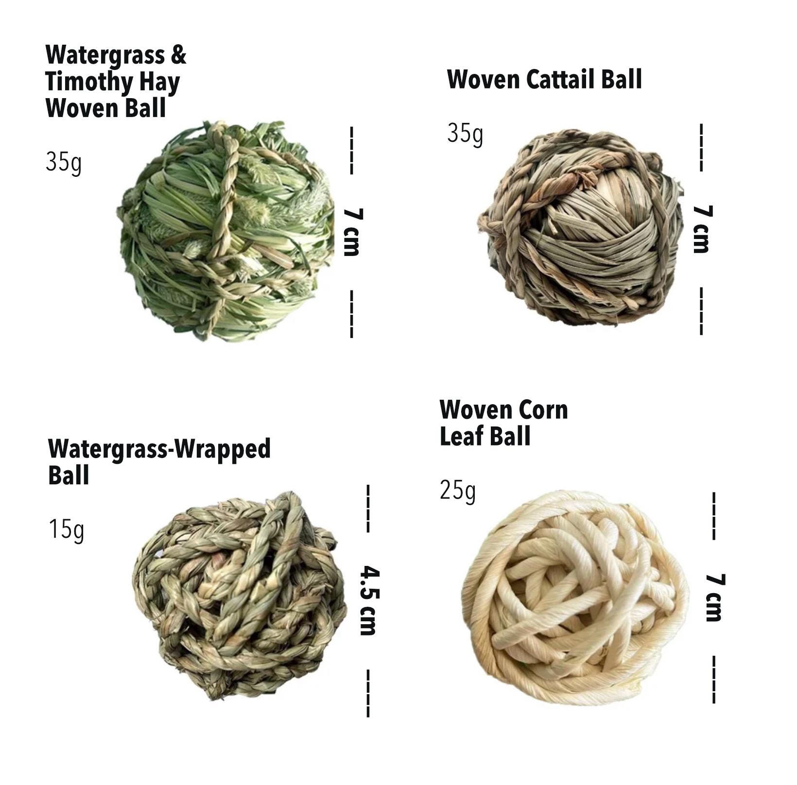 Natural Woven Grass Pet Toy Ball, Organic Dog Treat Dispenser (Zero Glue)