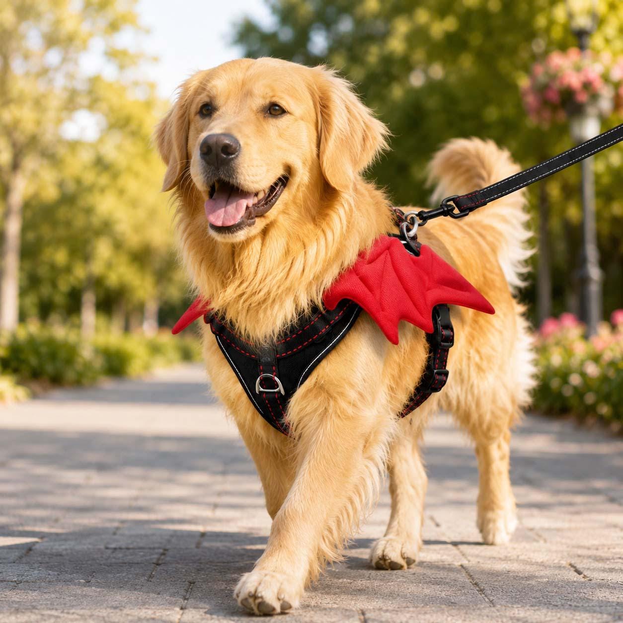 Devil Wing Dog Harness, Halloween Pet Harness Vest, Adjustable Chest Harness, Small Large Dog Costume, Optional Leash Set for Daily Walking