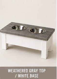 Handmade Elevated Double Dog Bowl Stand, Small Dog Feeder, Real Wood Raised Pet Bowls