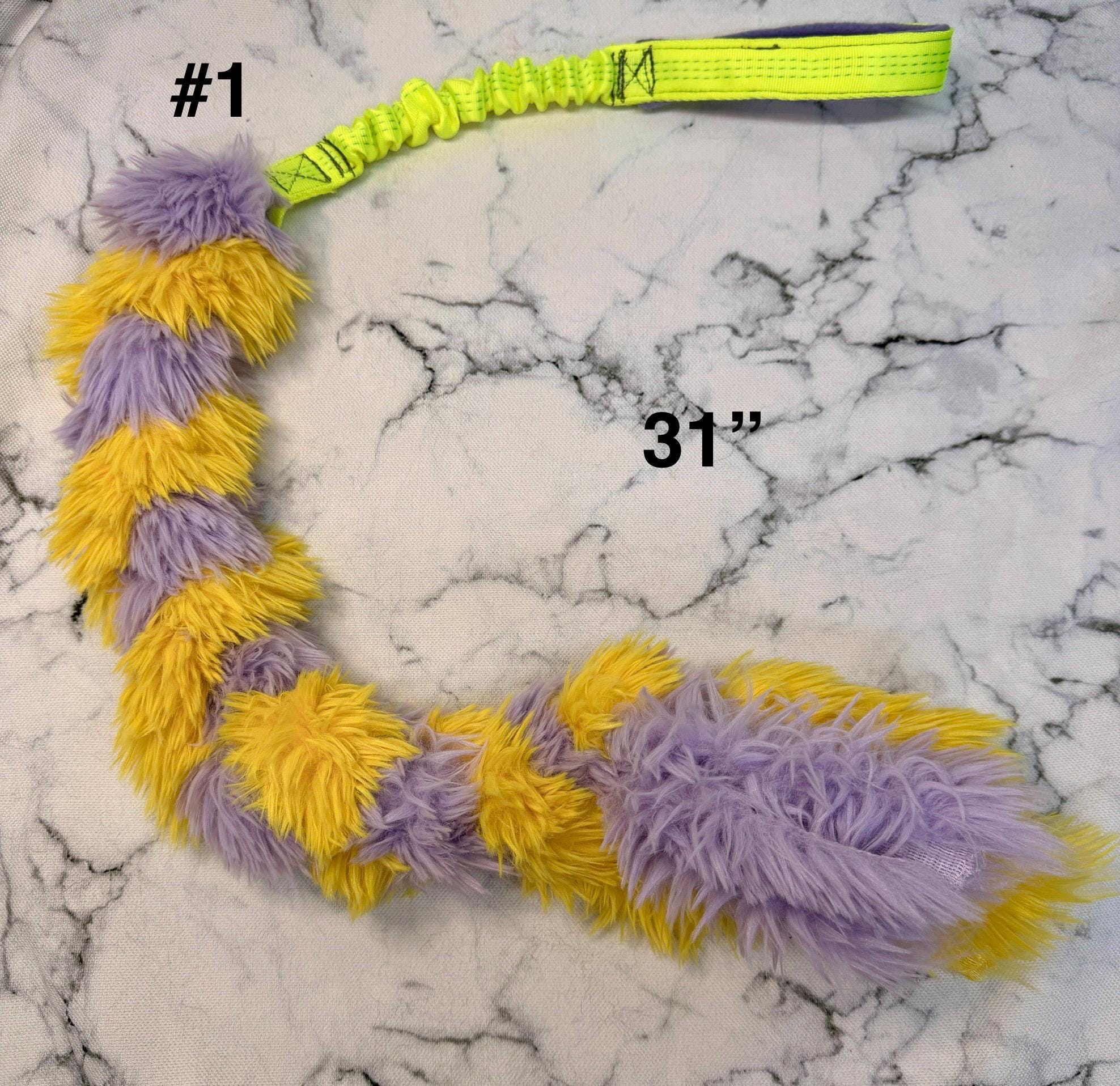 Handmade Foxtail Bungee Dog Tug: Braided Minky Agility Training Toy