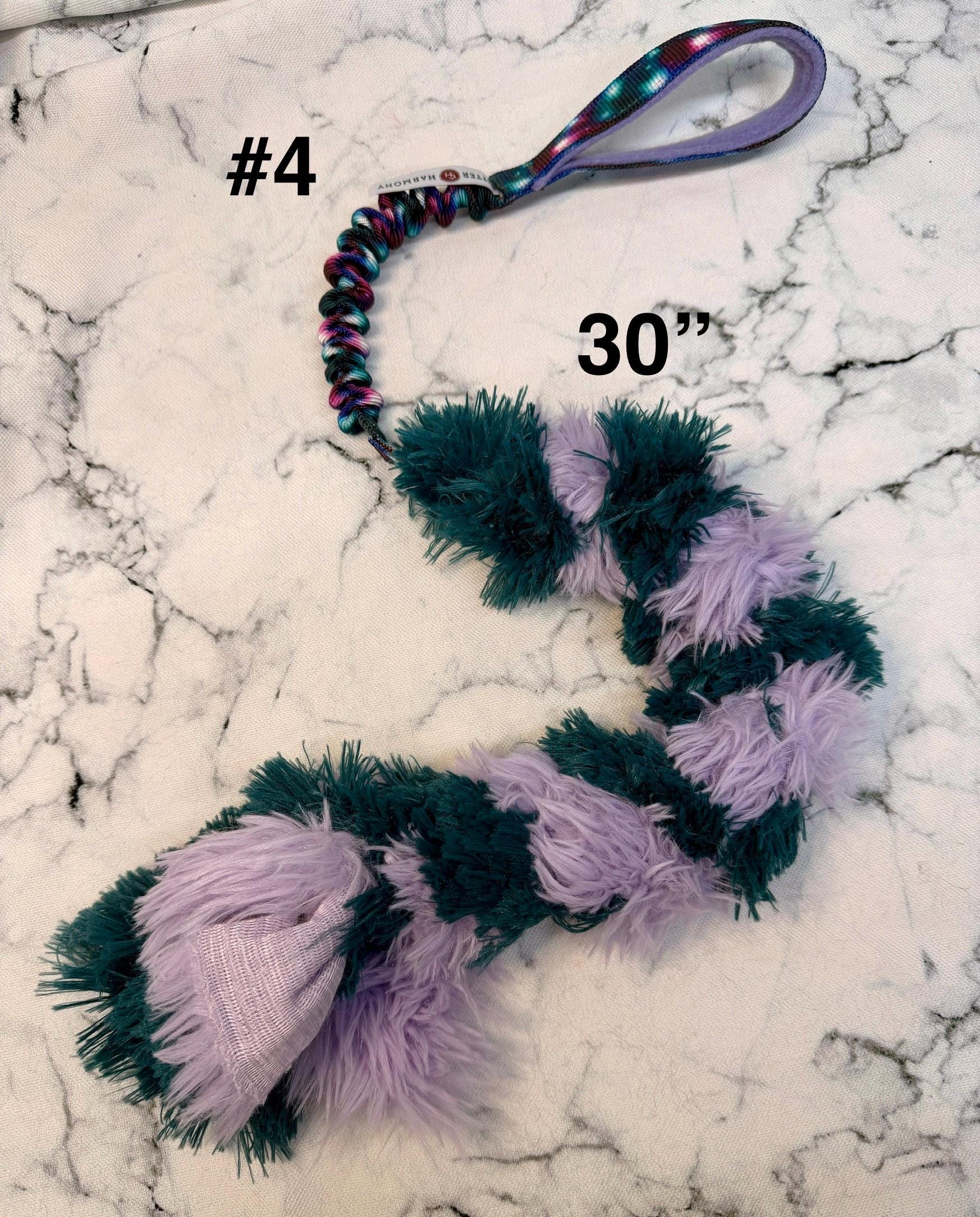 Handmade Foxtail Bungee Dog Tug: Braided Minky Agility Training Toy