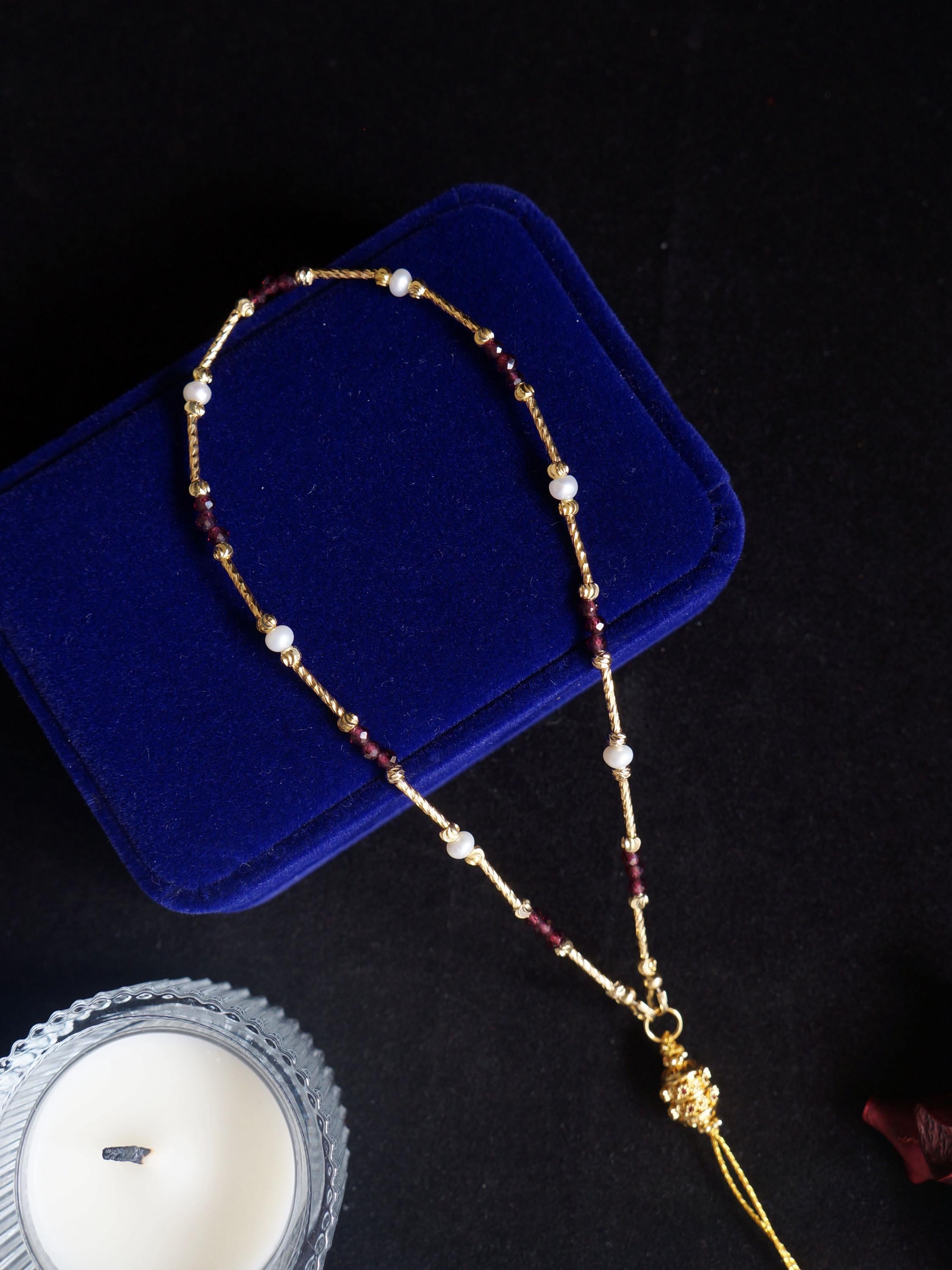 Garnet Pearl Phone Chain