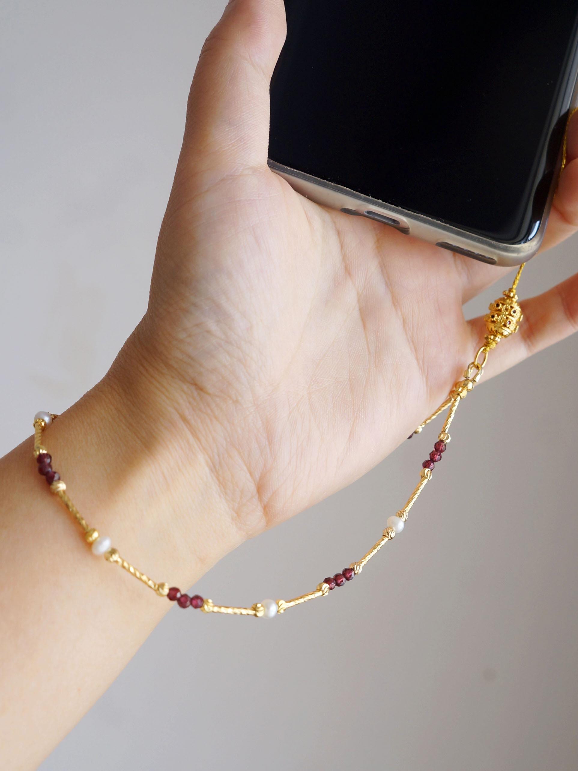 Garnet Pearl Phone Chain