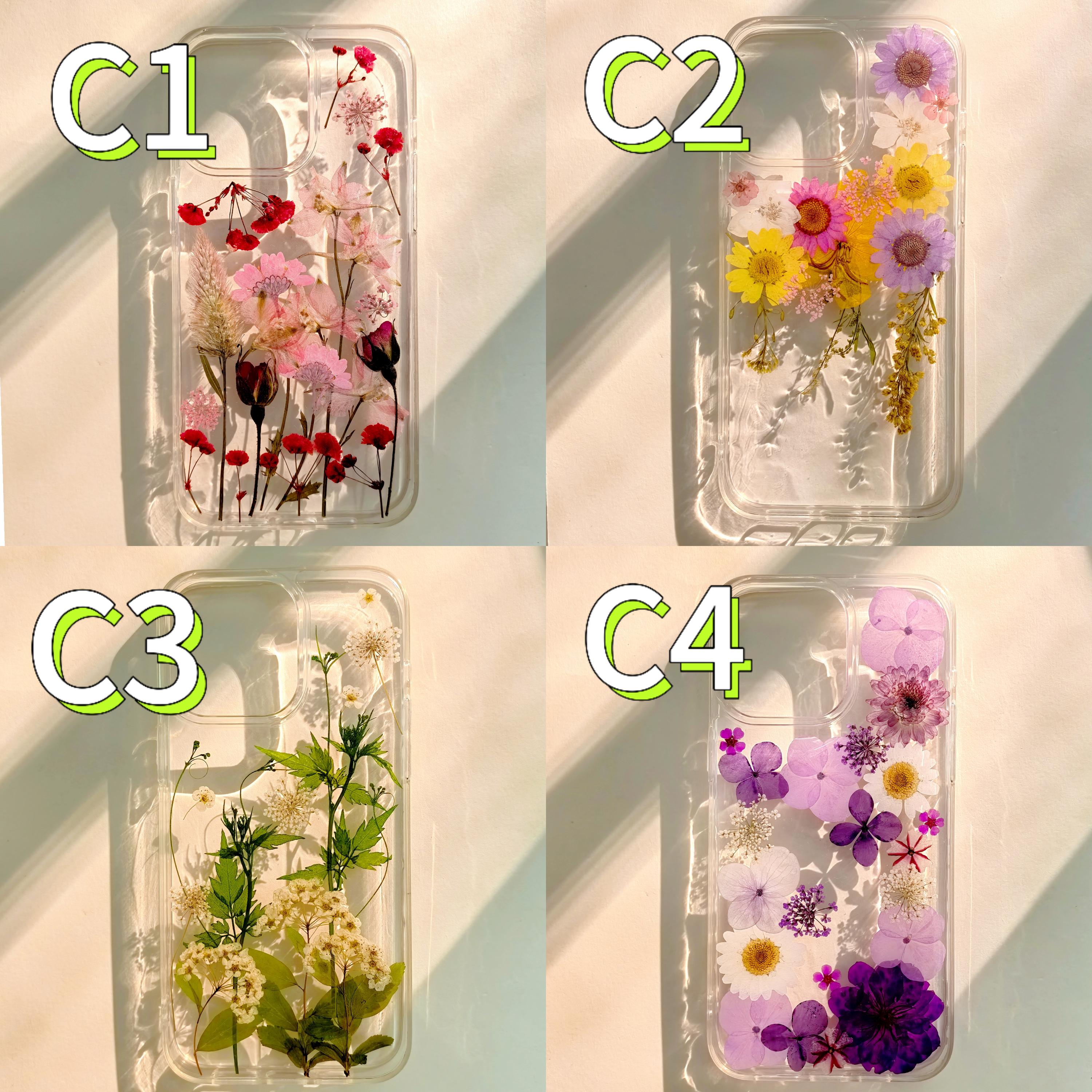 Real Dried Flower Pressed Clear Phone Case for iPhone and Samsung Galaxy