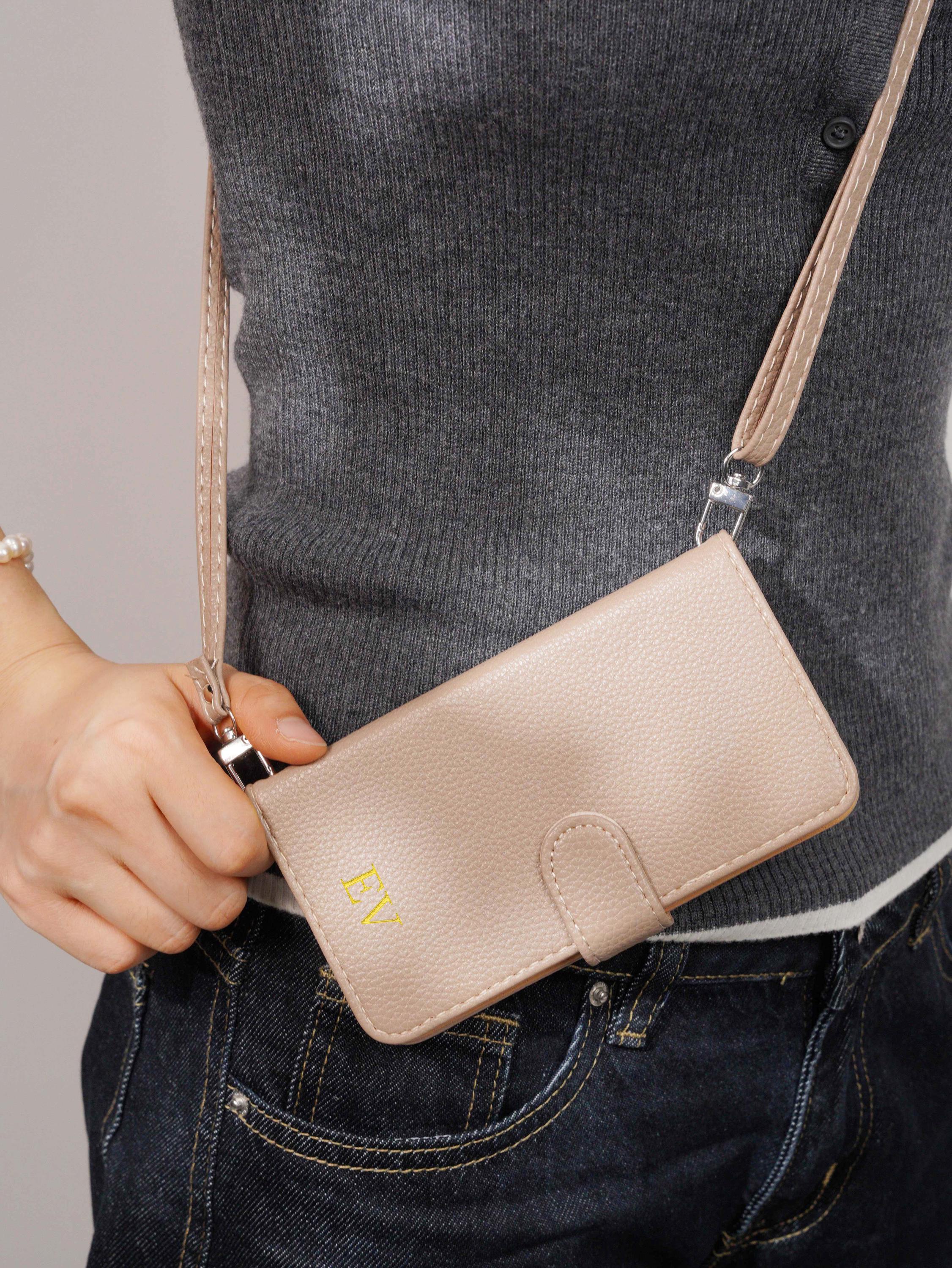 Personalized Crossbody Strap Wallet Phone Case with Card Slot for iPhone