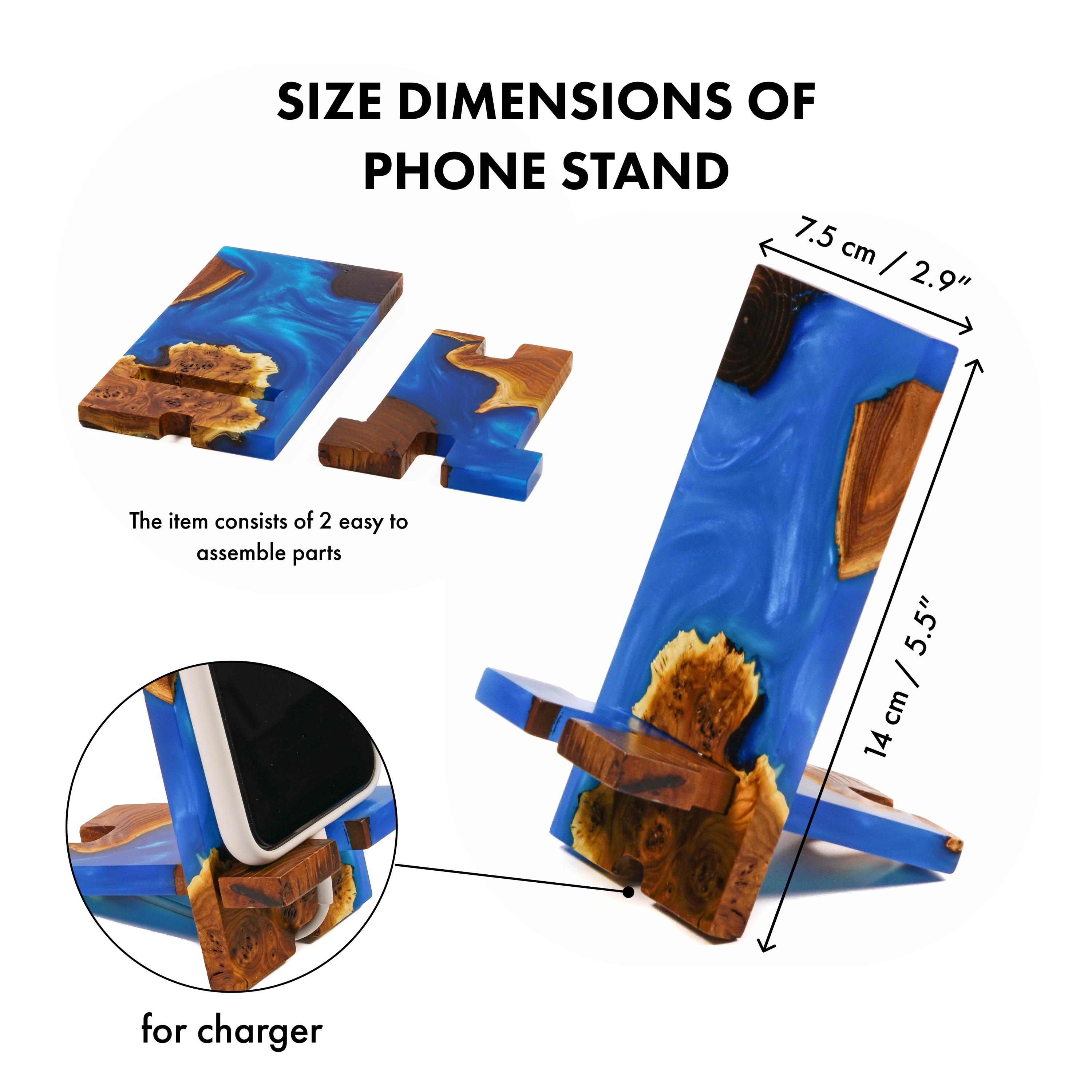 Epoxy Resin and Wood Phone Stand for Desk