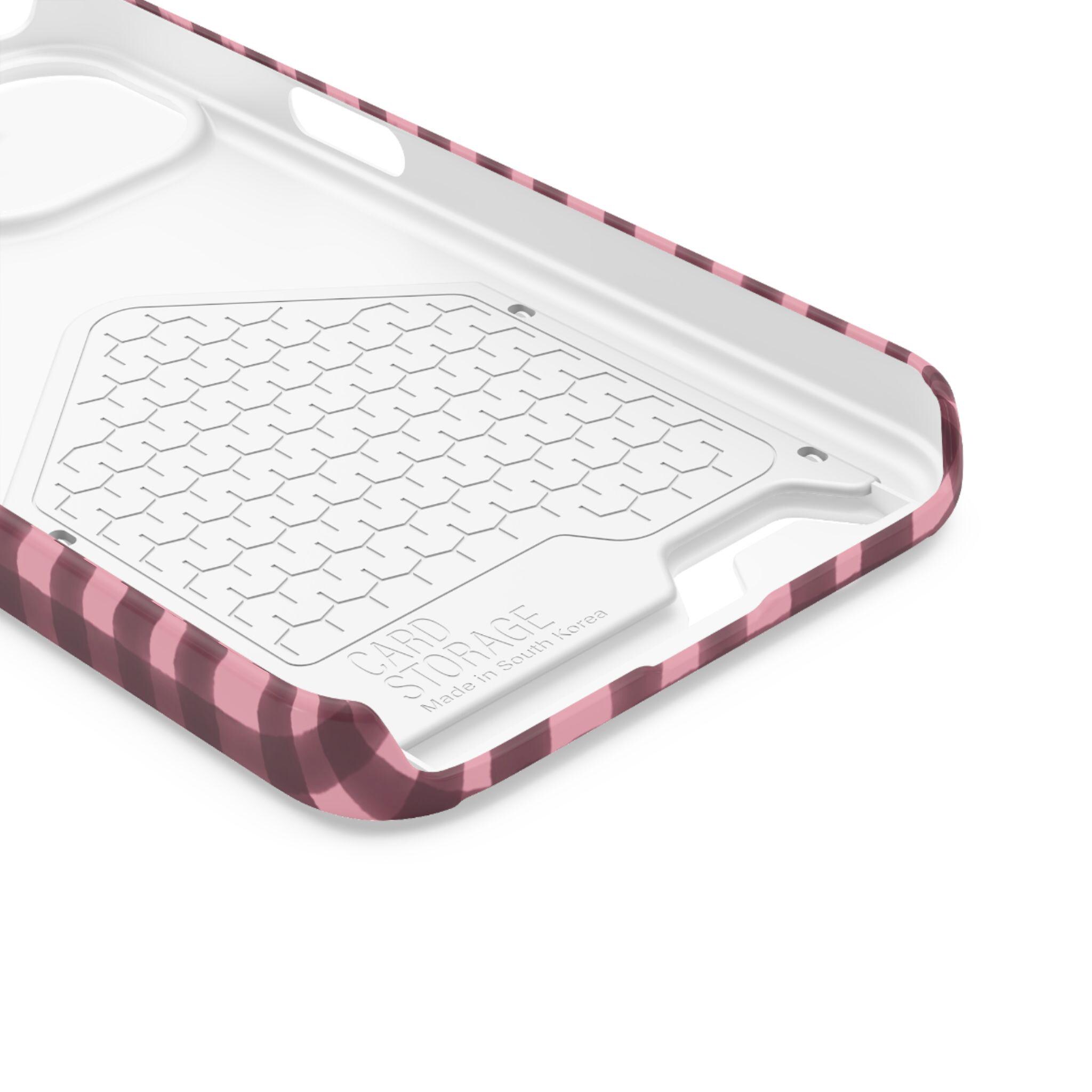 Pink Plum Gingham Phone Case with Card Holder | Plaid Wallet Case