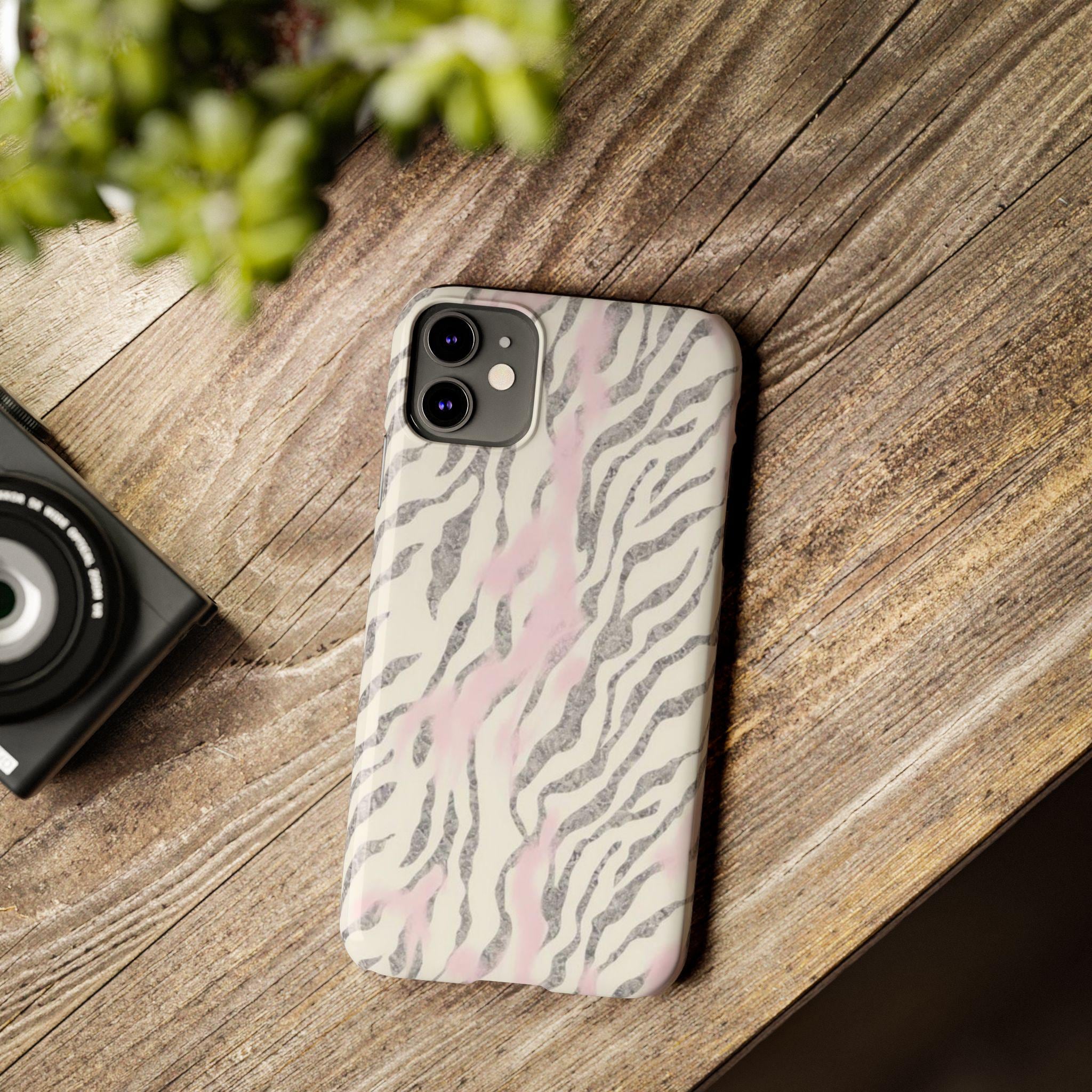 Zebra Print iPhone Case: Black, White & Pink Animal Stripe