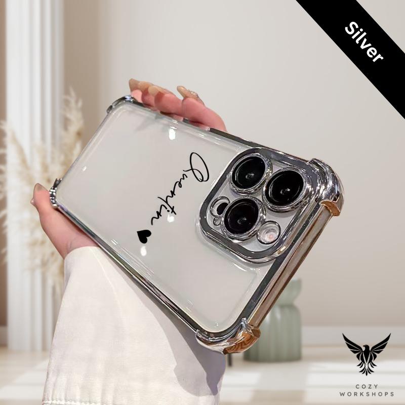 Transparent Name Personalization Initials Case For iPhone 18 Pro Max 17 16 15 14 13 12 11 Air Plus, Unique Lens Protection Clear iPhone Case