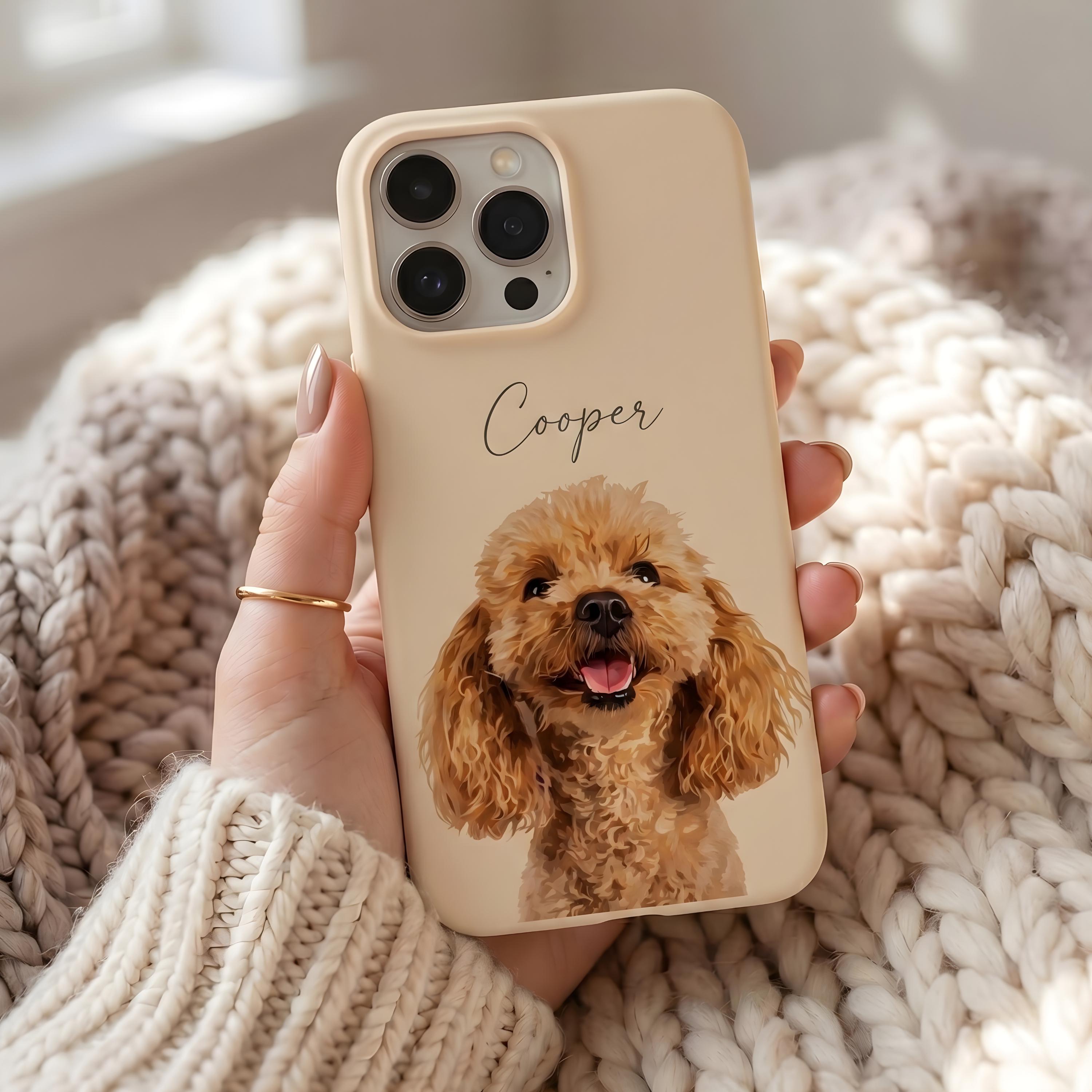 Custom Pet Phone Case from Photo, Personalized Dog & Cat iPhone Case with Name, Pet Portrait Case