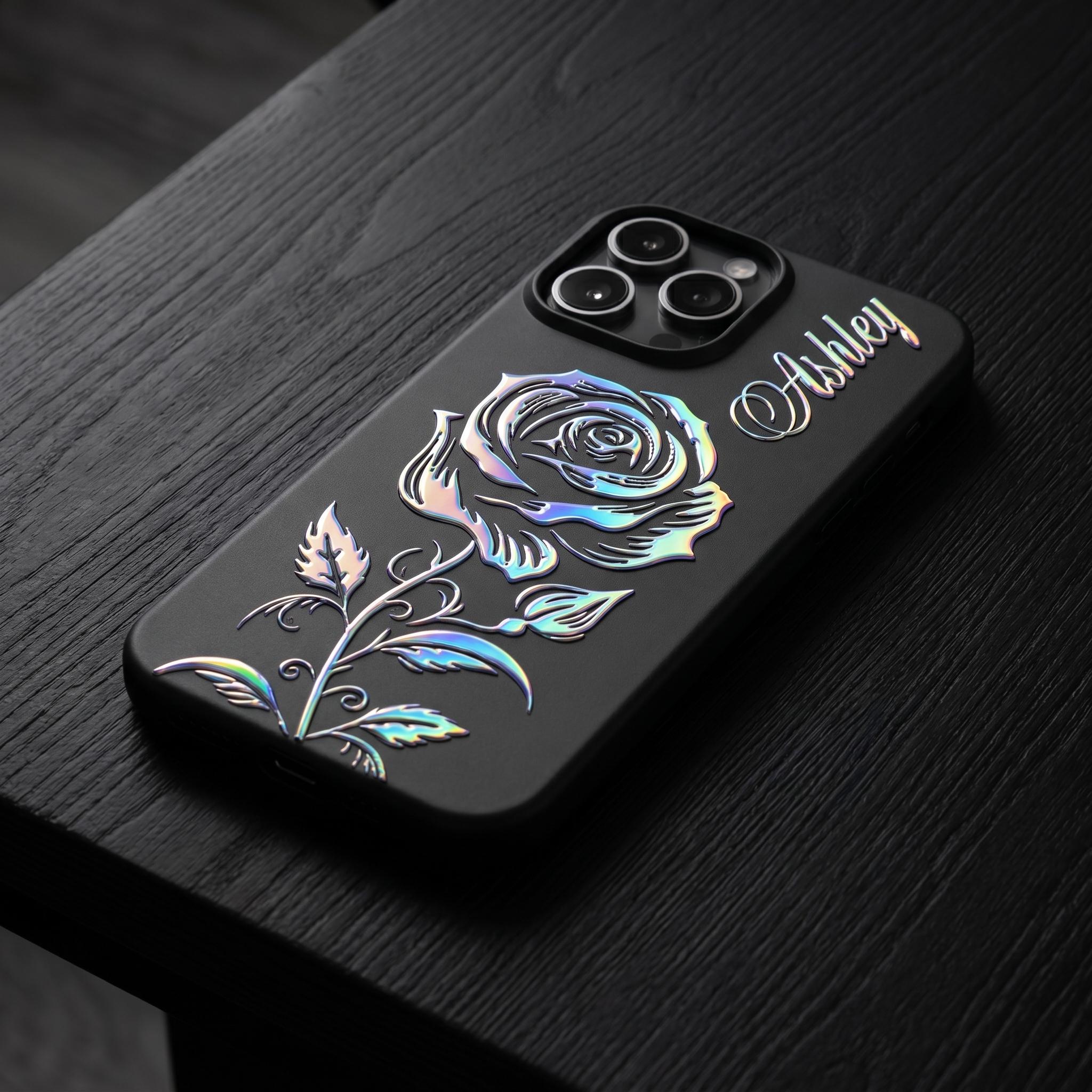 Personalized Rose iPhone Case: Custom Name Phone Cover