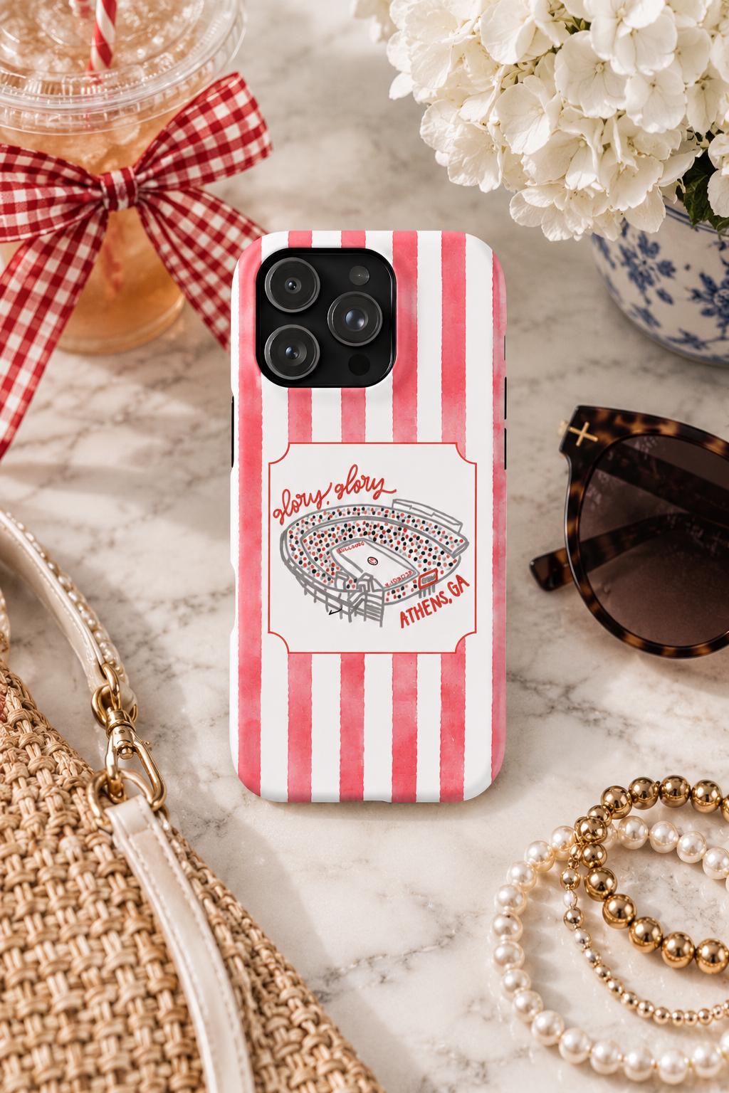 Watercolor Stripe and Stadium iPhone Case
