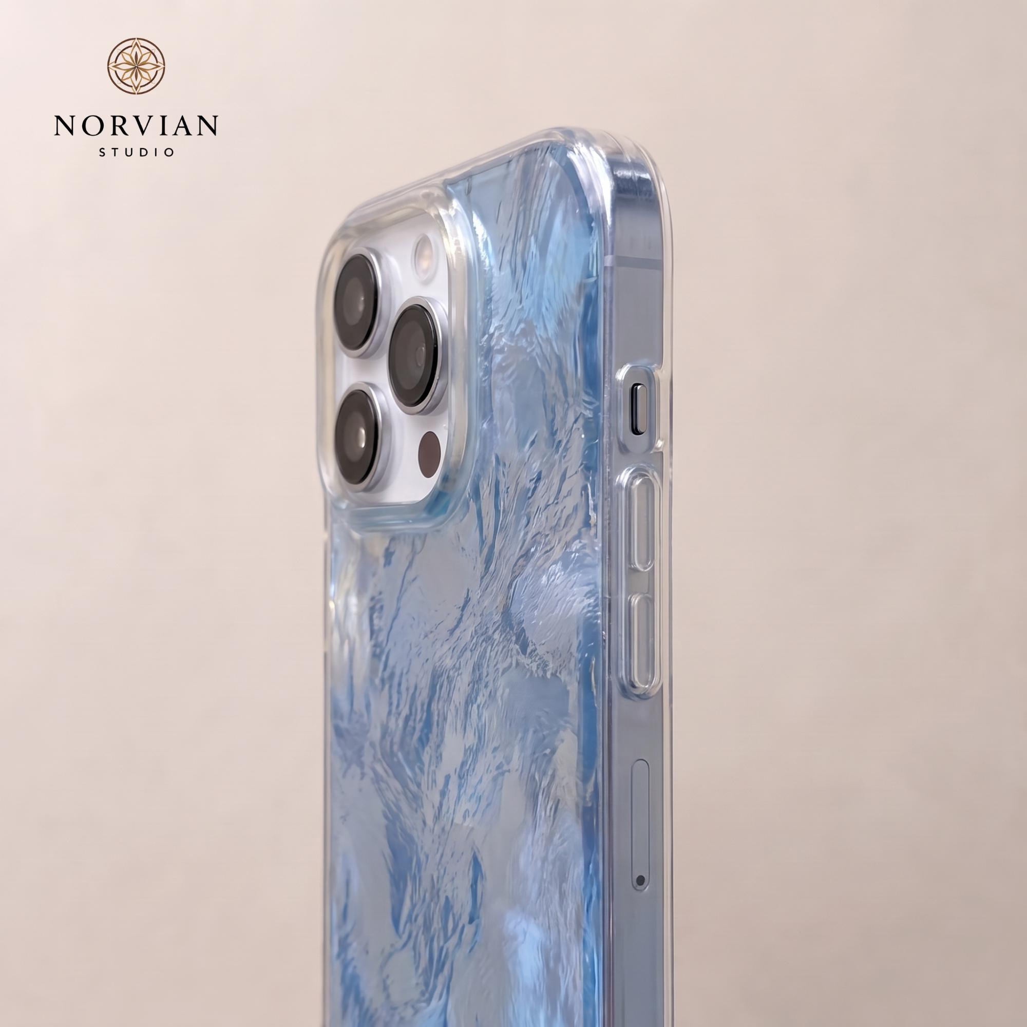 Ice Texture iPhone Case, Glossy Transparent Cover with Frosted Glass Effect