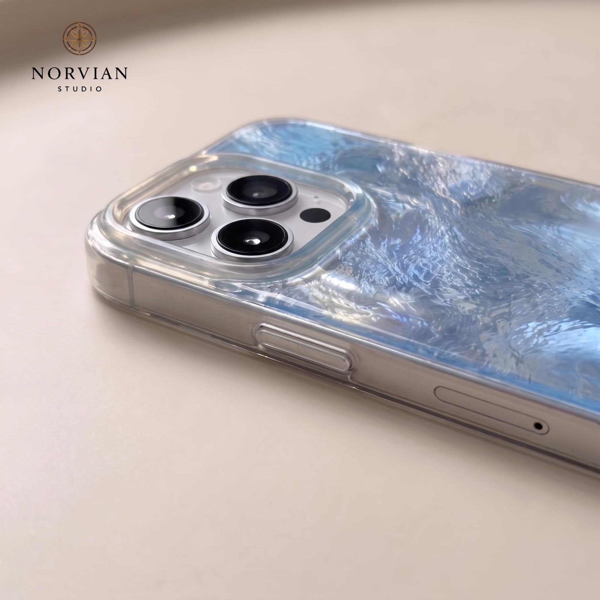 Ice Texture iPhone Case, Glossy Transparent Cover with Frosted Glass Effect
