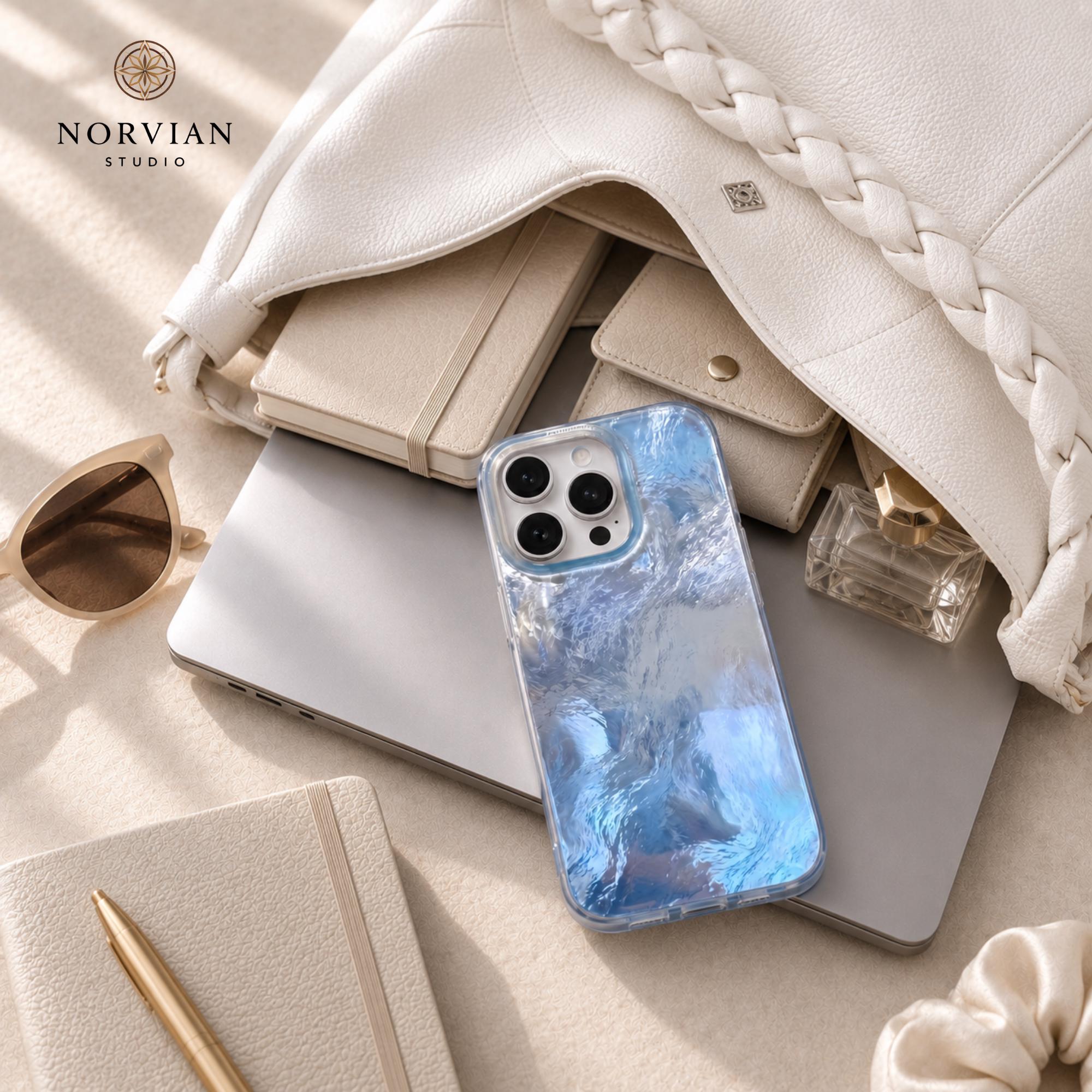 Ice Texture iPhone Case, Glossy Transparent Cover with Frosted Glass Effect