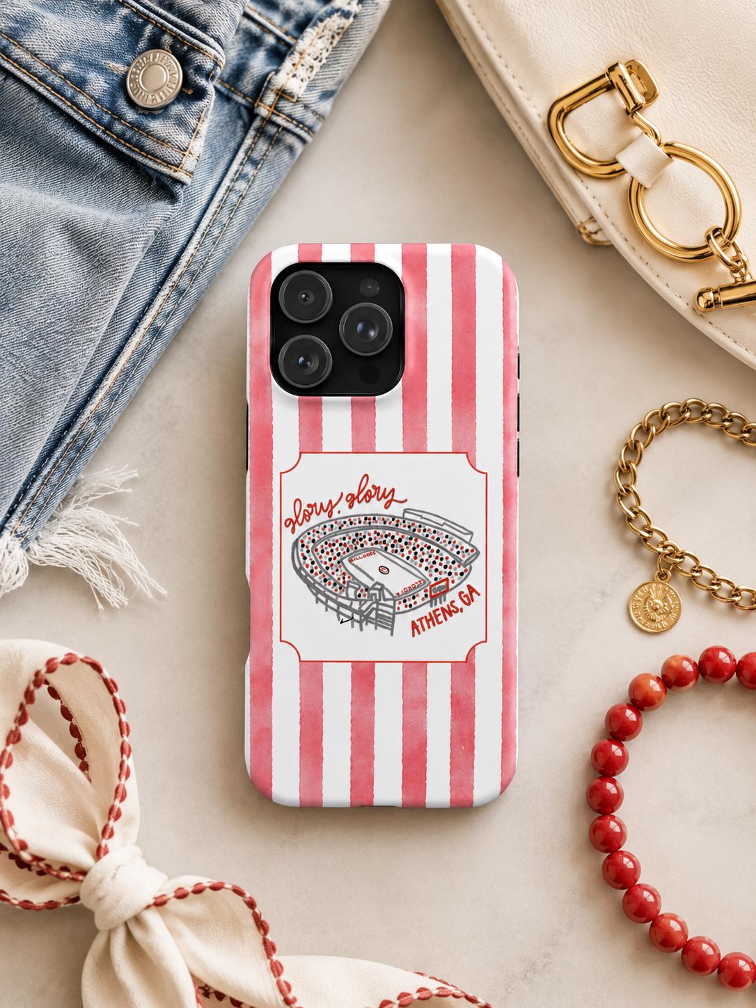 Watercolor Stripe and Stadium iPhone Case