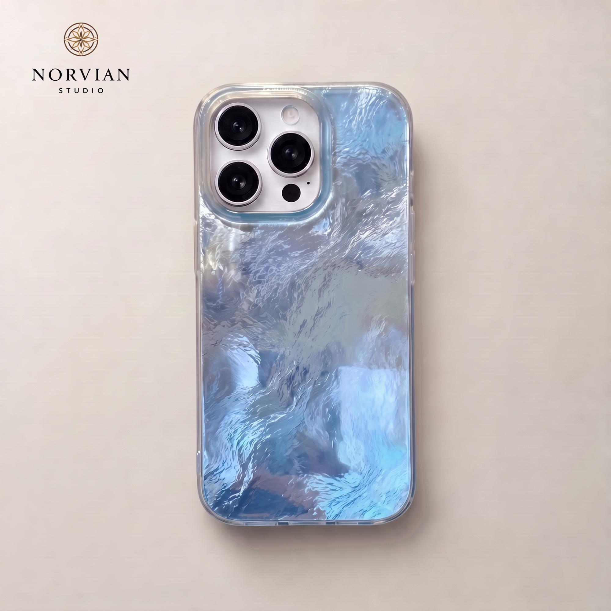 Ice Texture iPhone Case, Glossy Transparent Cover with Frosted Glass Effect