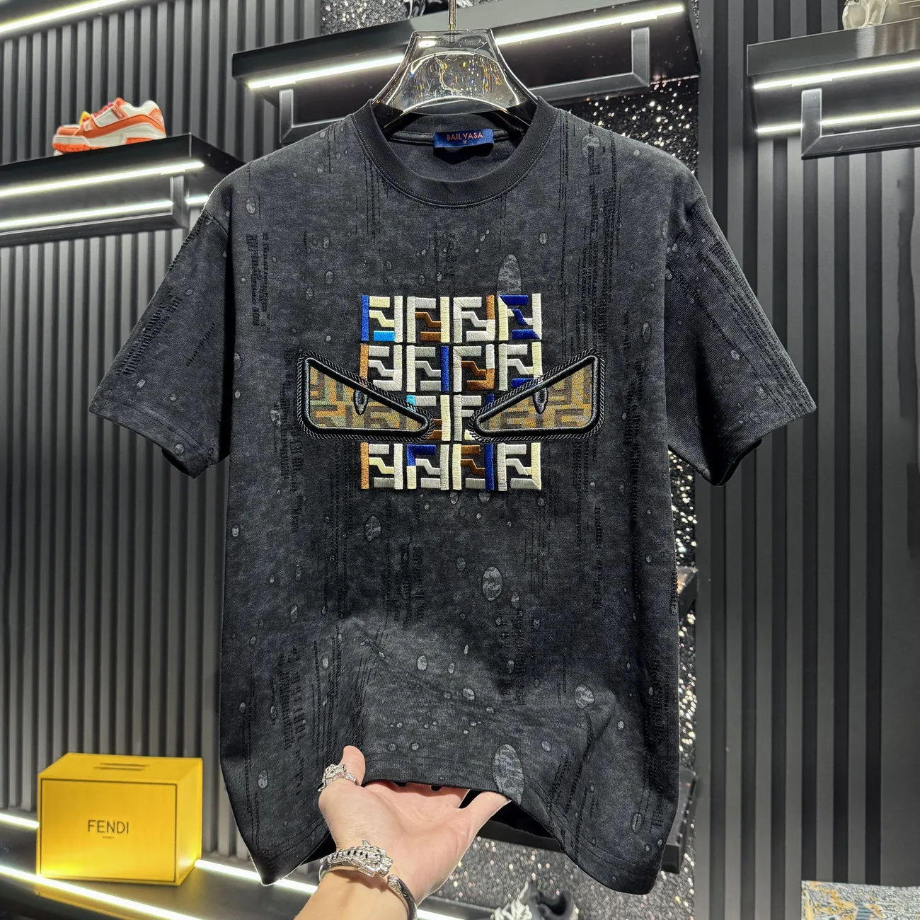 『M-4XL』男士高級刺繡短袖純棉紮染怪獸短袖襯衫、全新夏季風格。