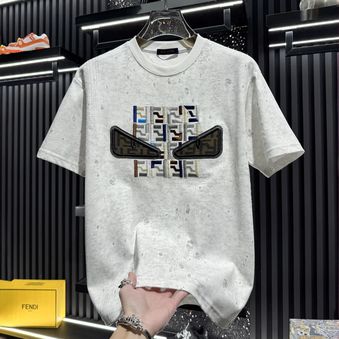 『M-4XL』男士高級刺繡短袖純棉紮染怪獸短袖襯衫、全新夏季風格。