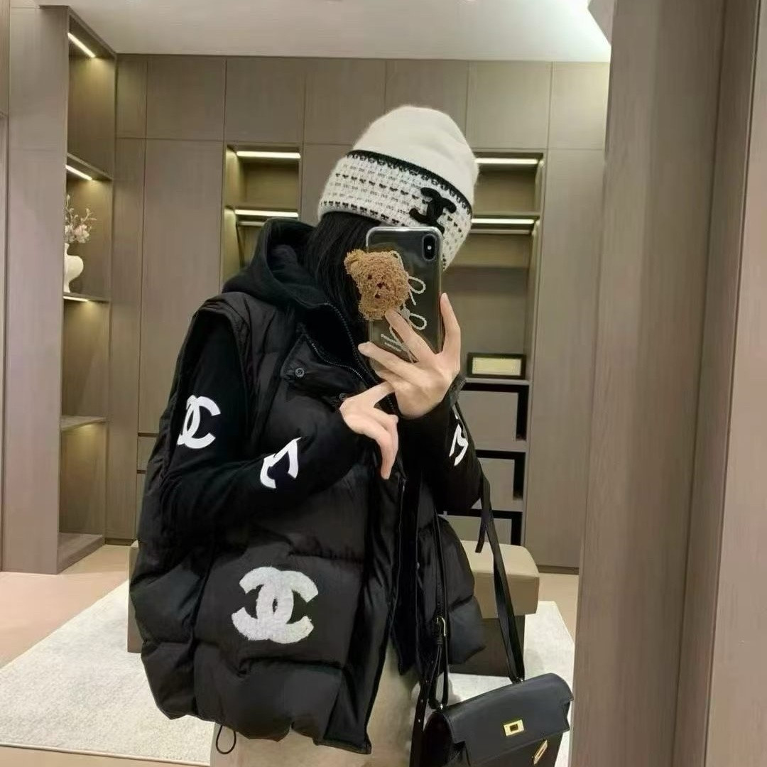 秋冬气质连帽棉服马甲+磨毛打底衫上衣两件套女