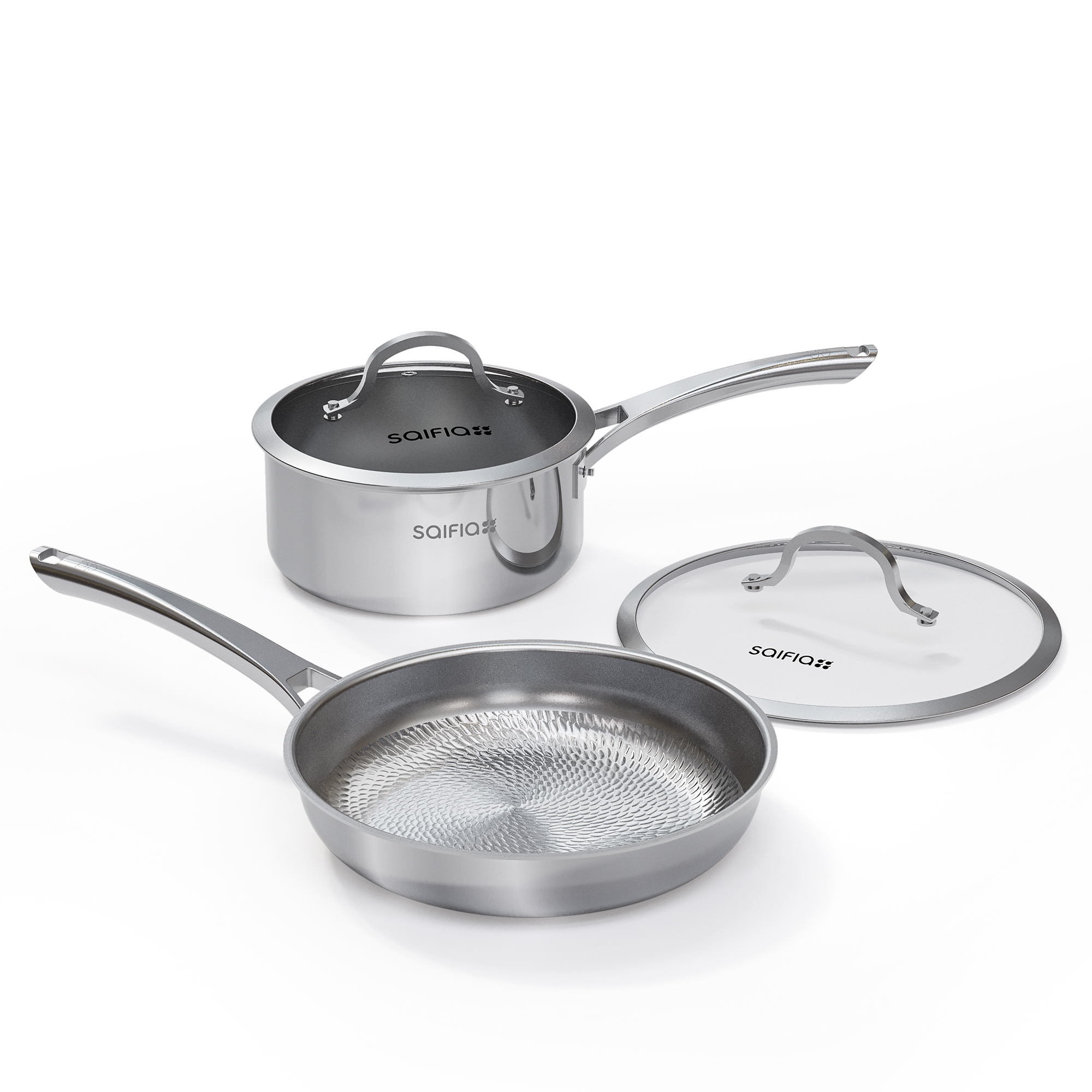 Titanium hammered frying pan&sauce pan set
