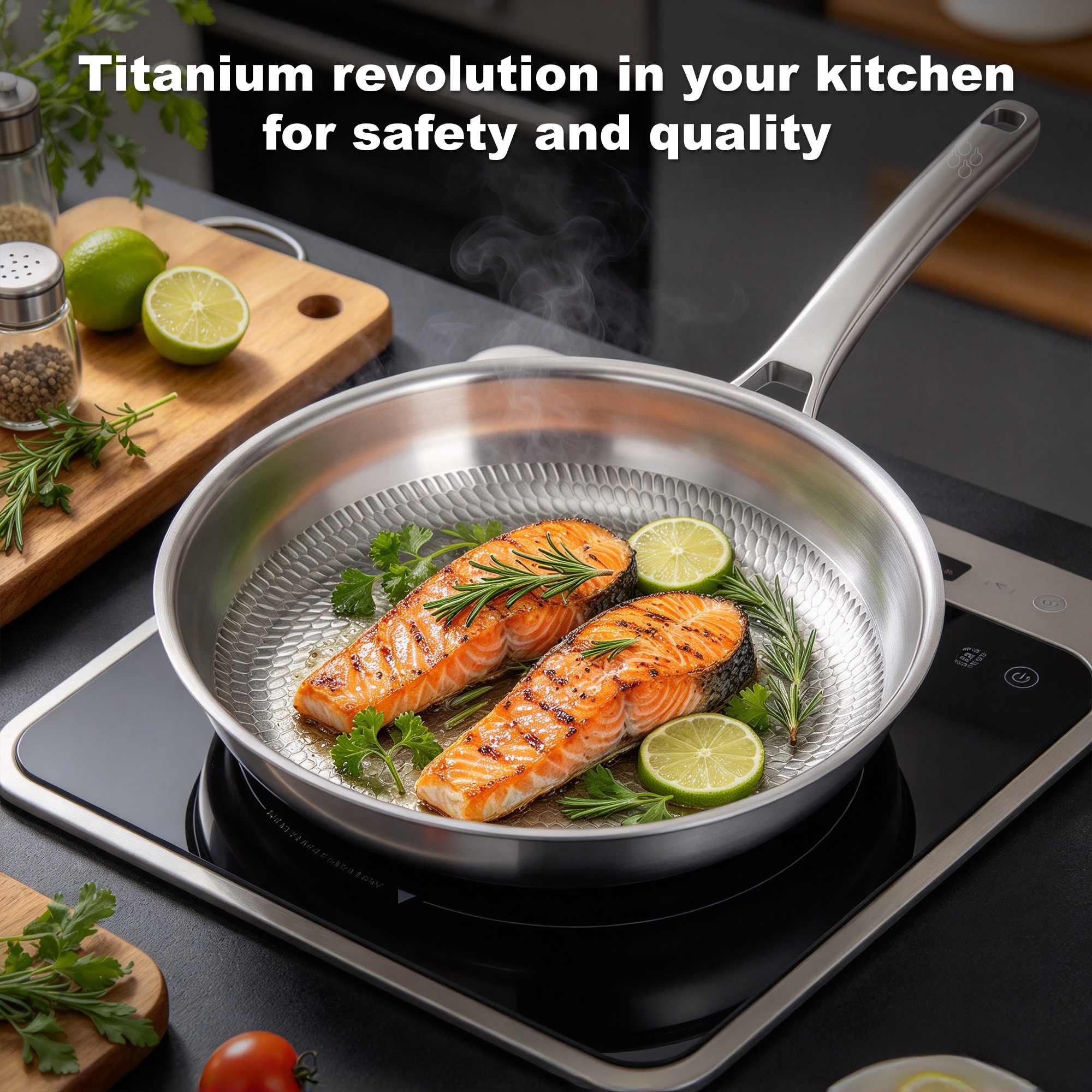 Titanium hammered frying pan set