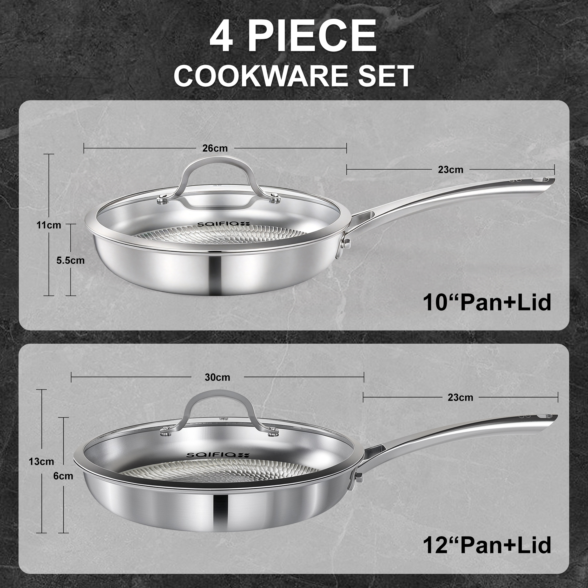 Titanium hammered frying pan set