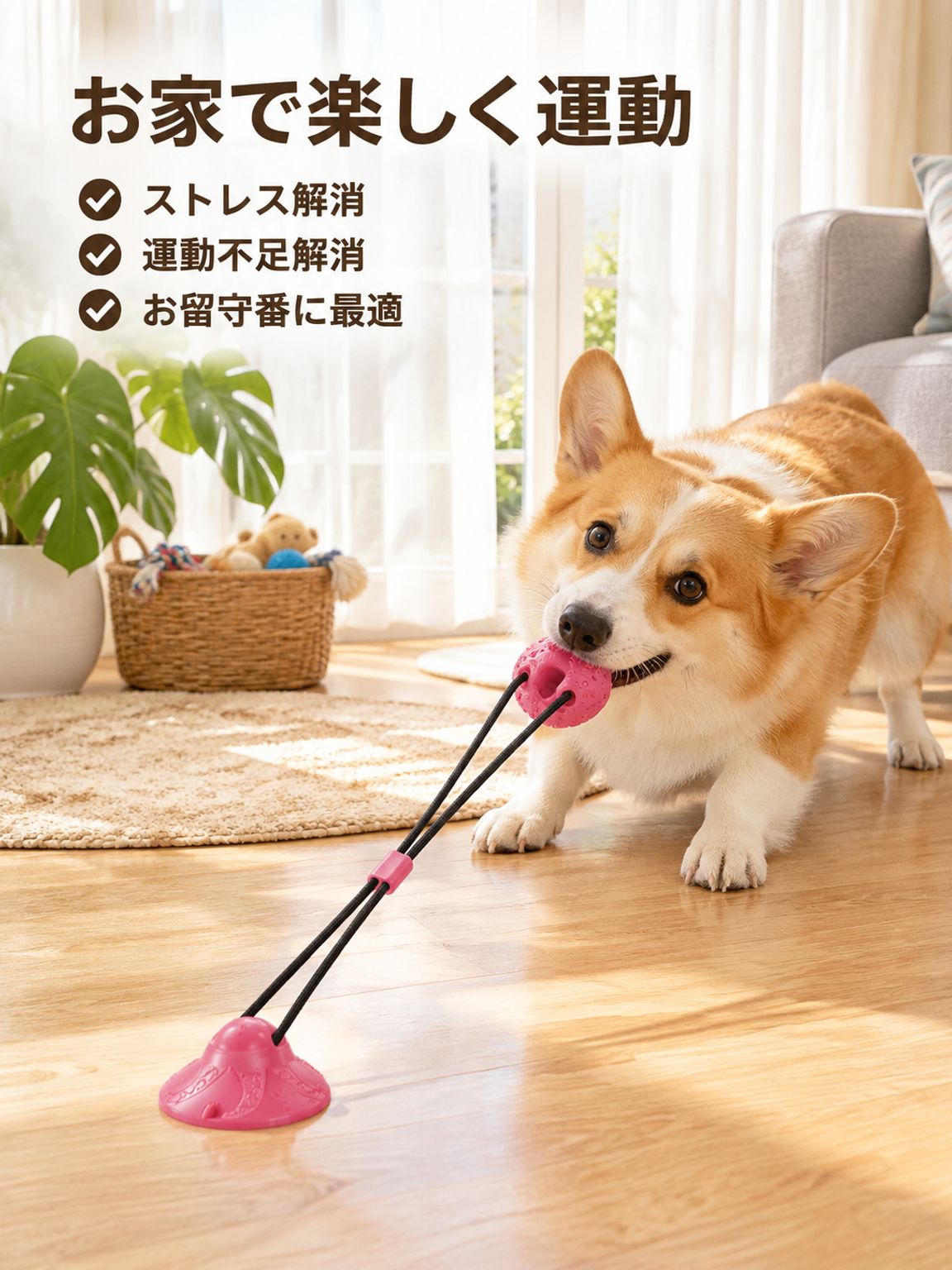 犬用吸盤付き歯磨きおもちゃ 弾力性のある噛むおもちゃ
