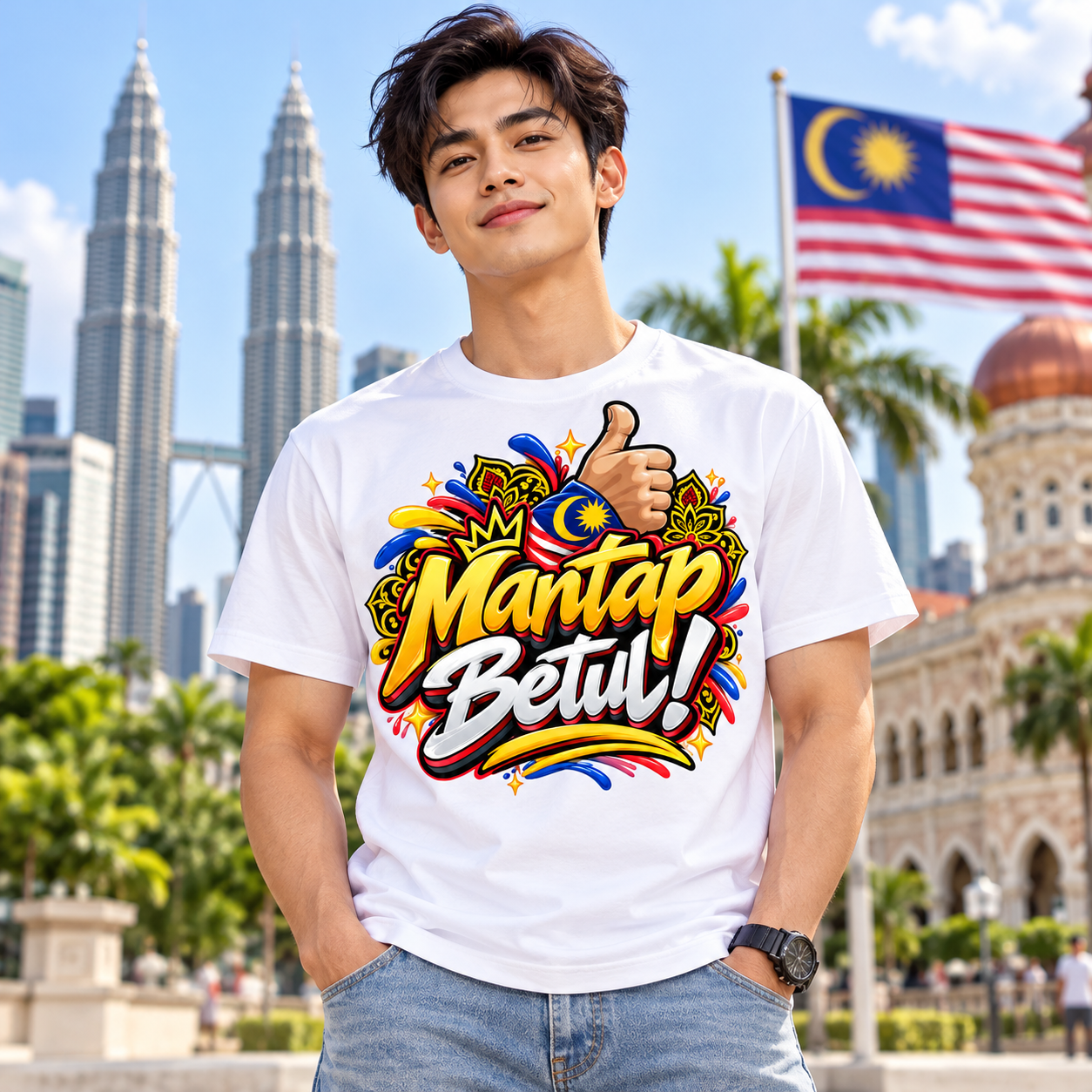 🇲🇾🔥 DISKAUN 50% KAW-KAW! Mantap Betul Weh! 👍 T-Shirt Lelaki Premium Streetwear Malaysia | Design Jalur Gemilang • Style Anak Malaysia • Memang Padu Habis! ⚡👑