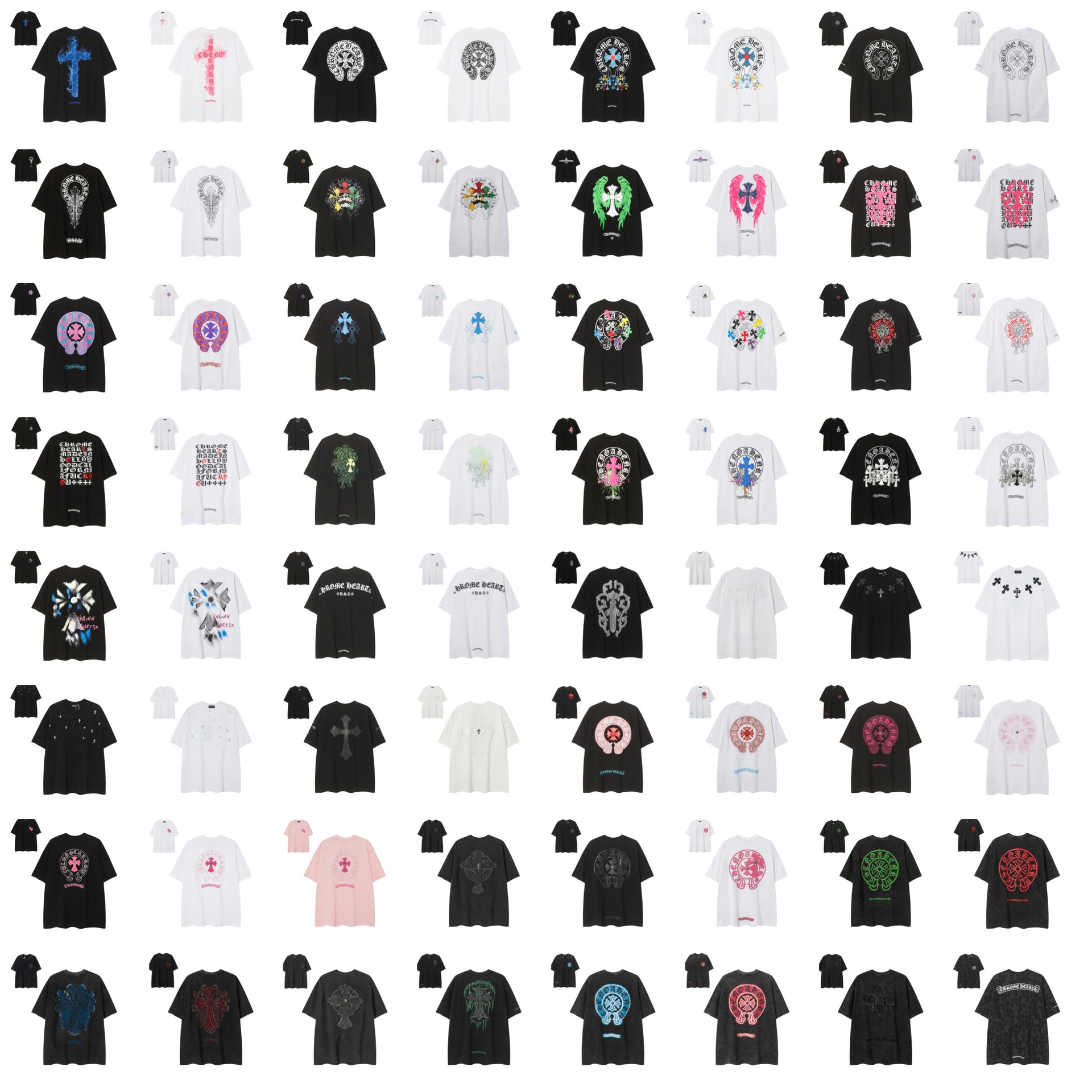 【2025新登場】クロムハーツChrome Hearts プリント刺繍Tシャツ特集 夏服 人気 男女兼用　綿100%