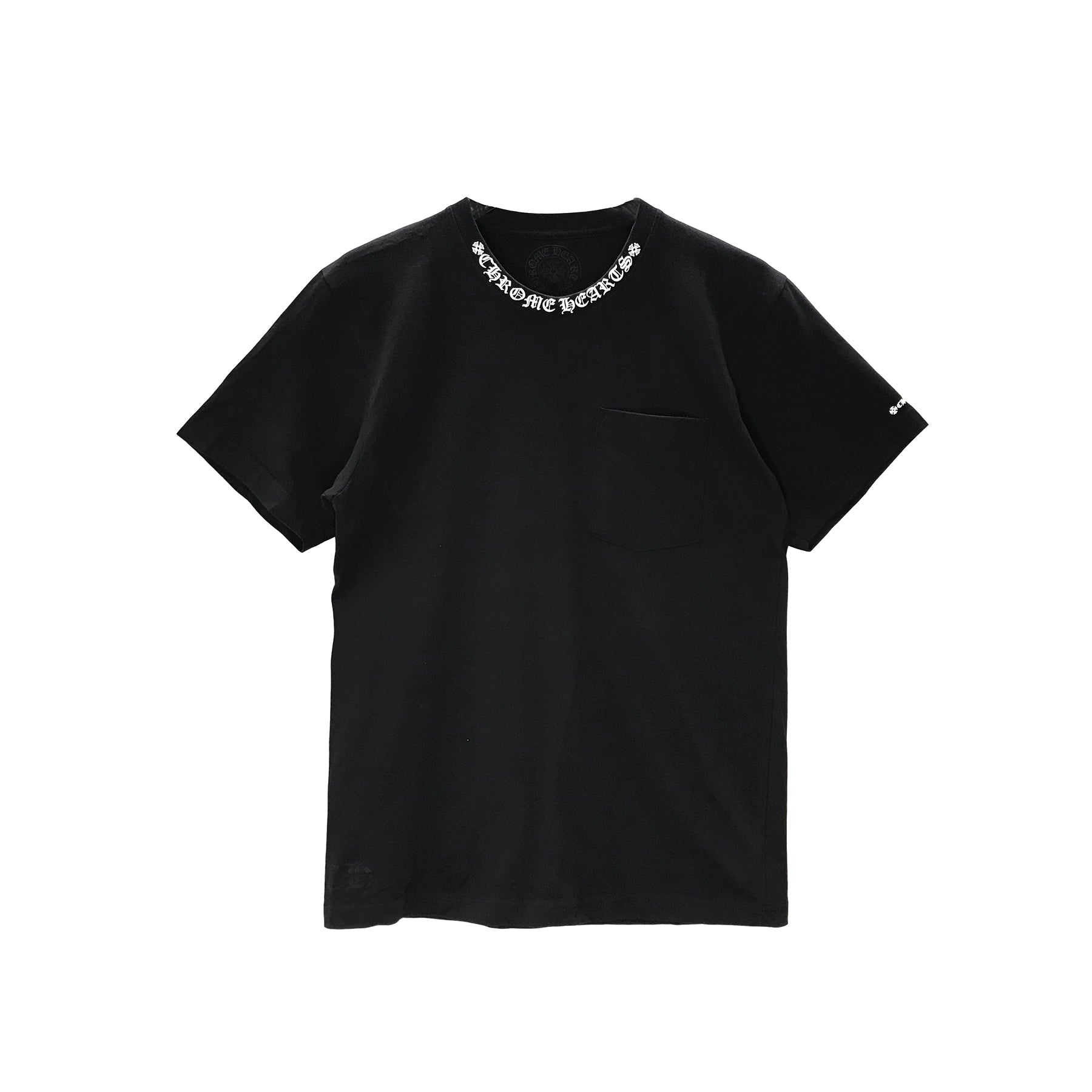 CHROME HEARTS クロムハーツ ネックロゴ入りホワイト半袖Tシャツ男女兼用