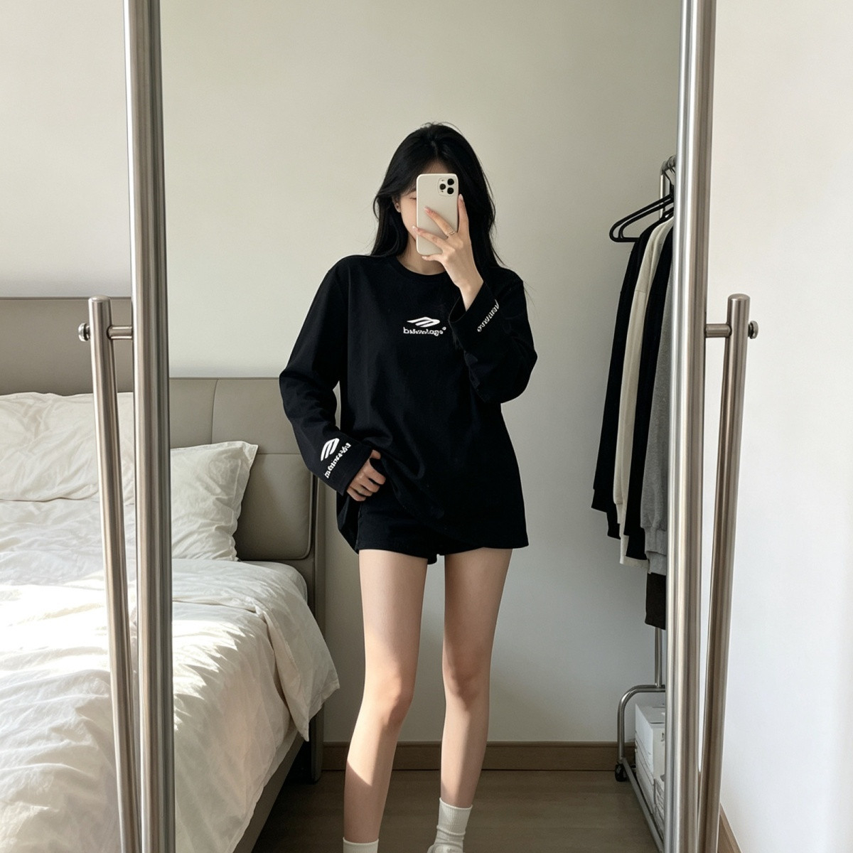 『S-XL』男女兼用のおしゃれな長袖カップルシャツ