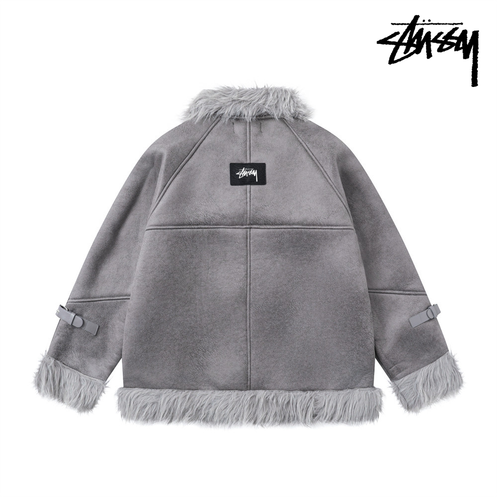 2025年新作 STUSSY ユニセックス スエード マイラール アメリカンスタイル パッチワーク ジャケット