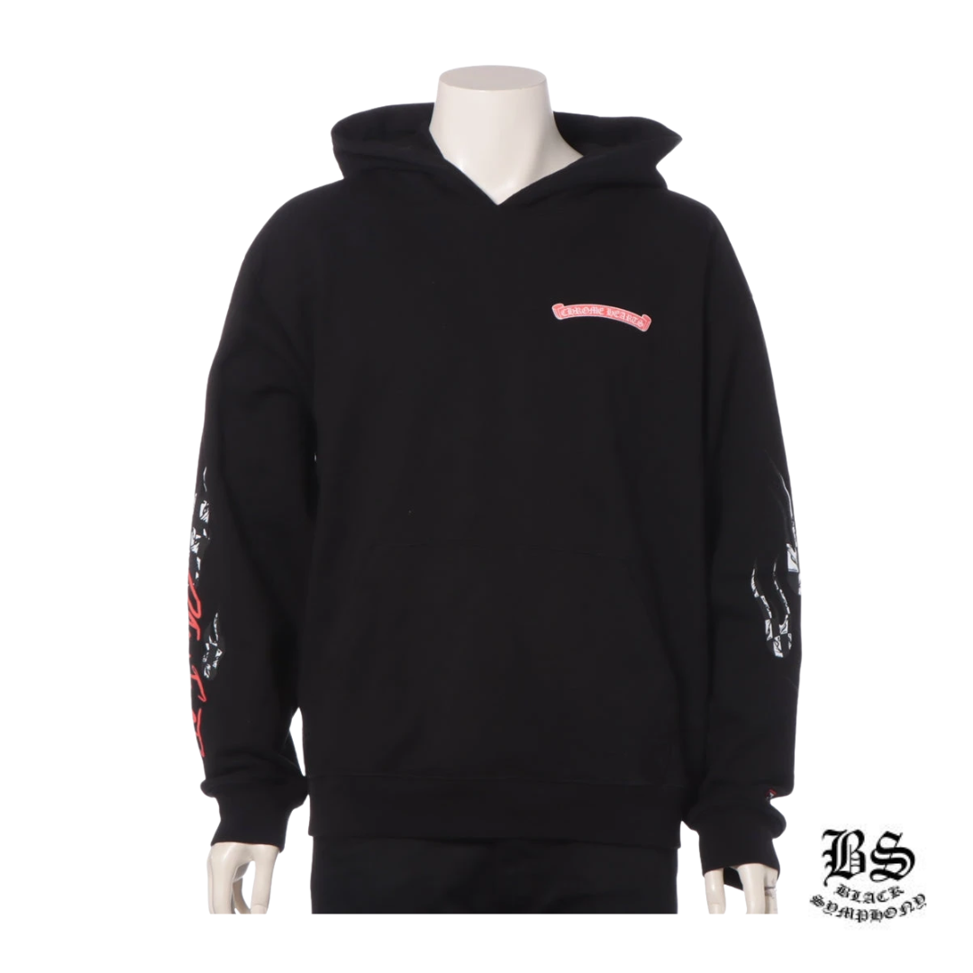 クロムハーツ パーカー コットン ブラック MATTY BOY STAY FAST RACE TEAMフーディ